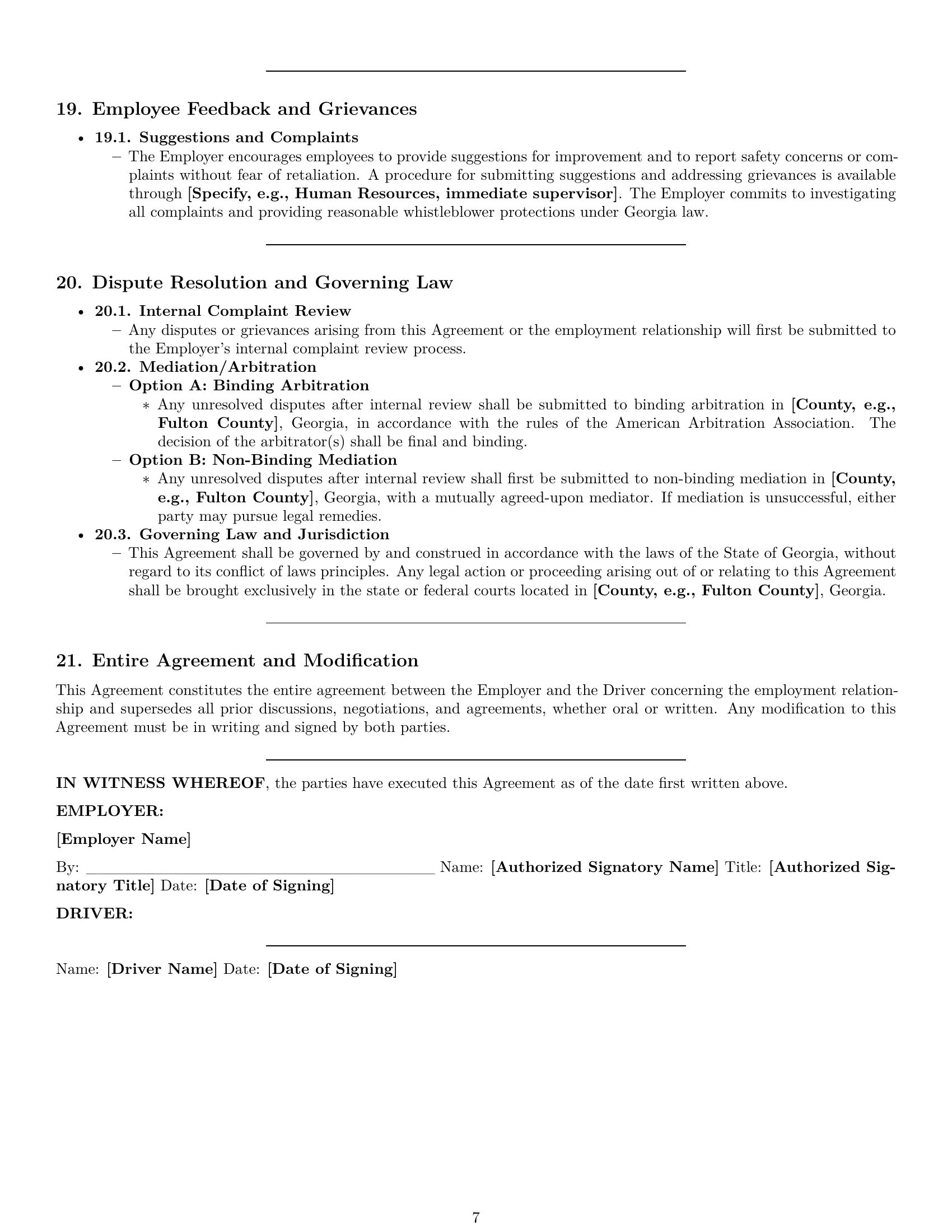 Preview page 7 of Pro Georgia delivery driver employment contract template