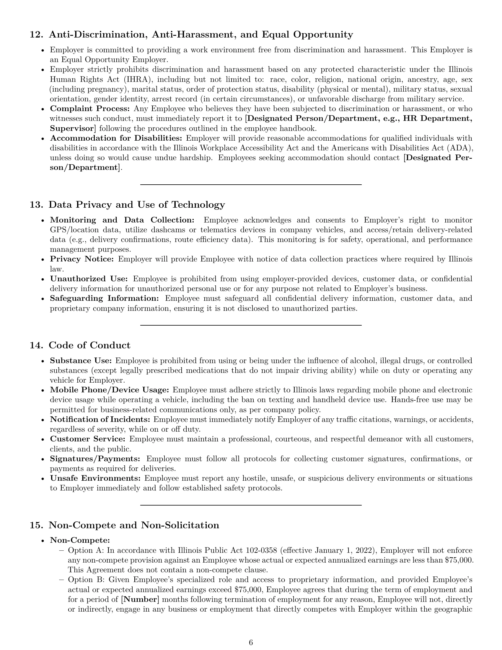 Preview page 6 of Pro Illinois delivery driver employment contract template