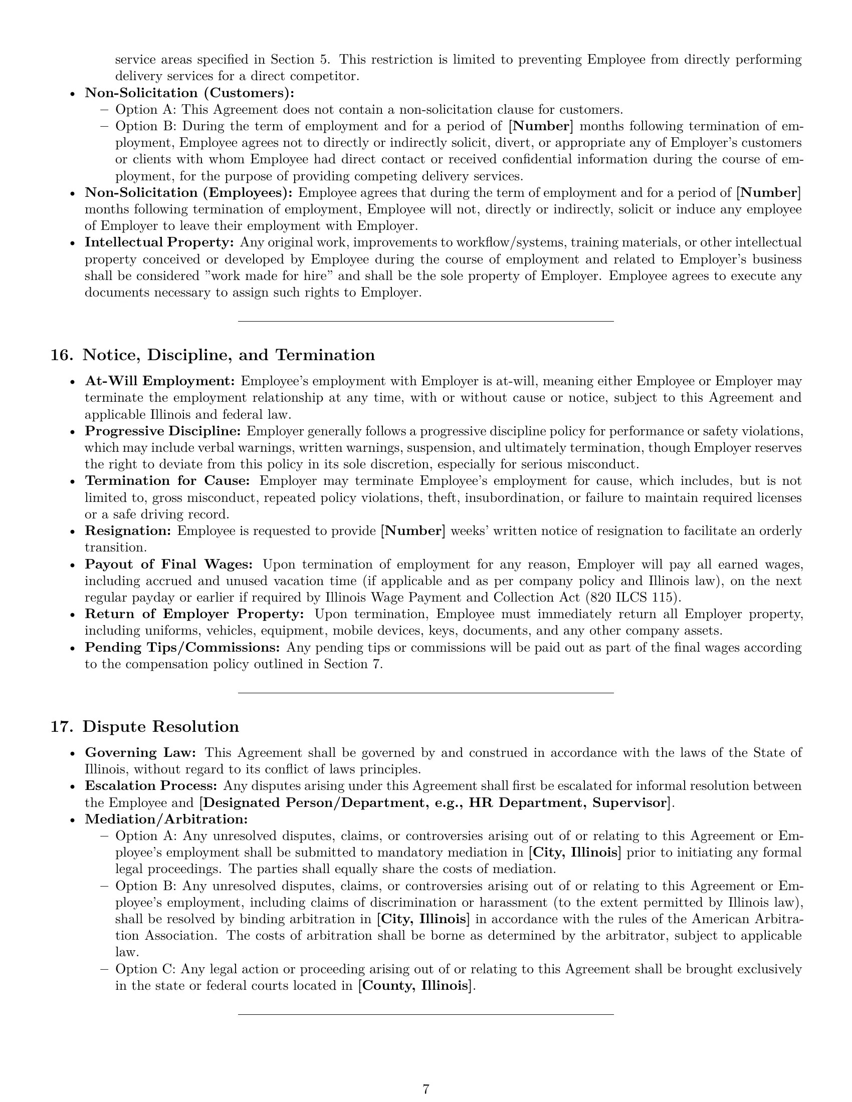 Preview page 7 of Pro Illinois delivery driver employment contract template
