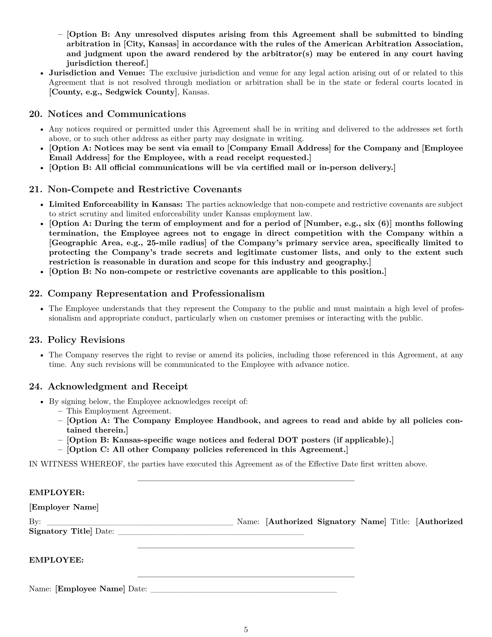 Preview page 5 of Pro Kansas delivery driver employment contract template