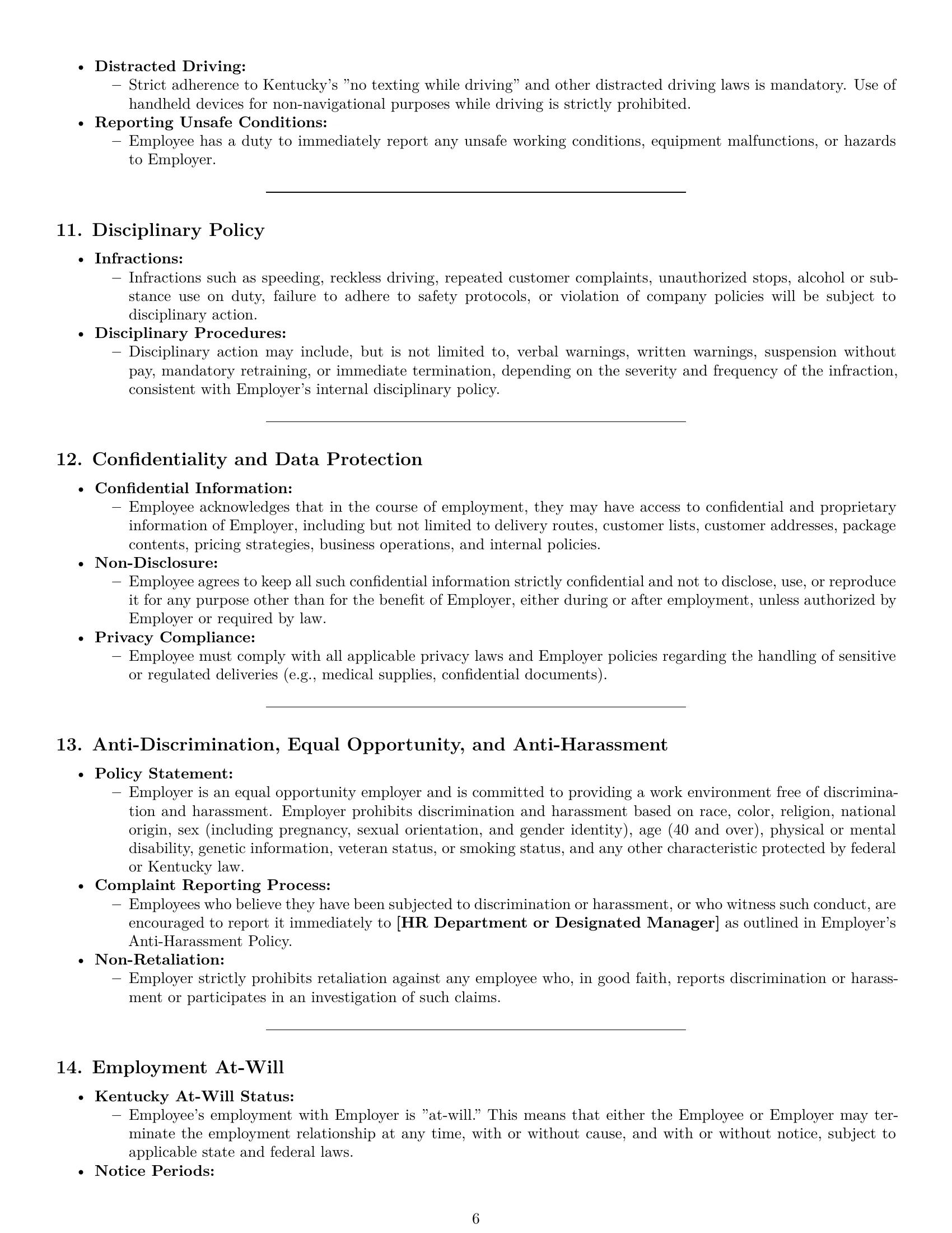 Preview page 6 of Pro Kentucky delivery driver employment contract template