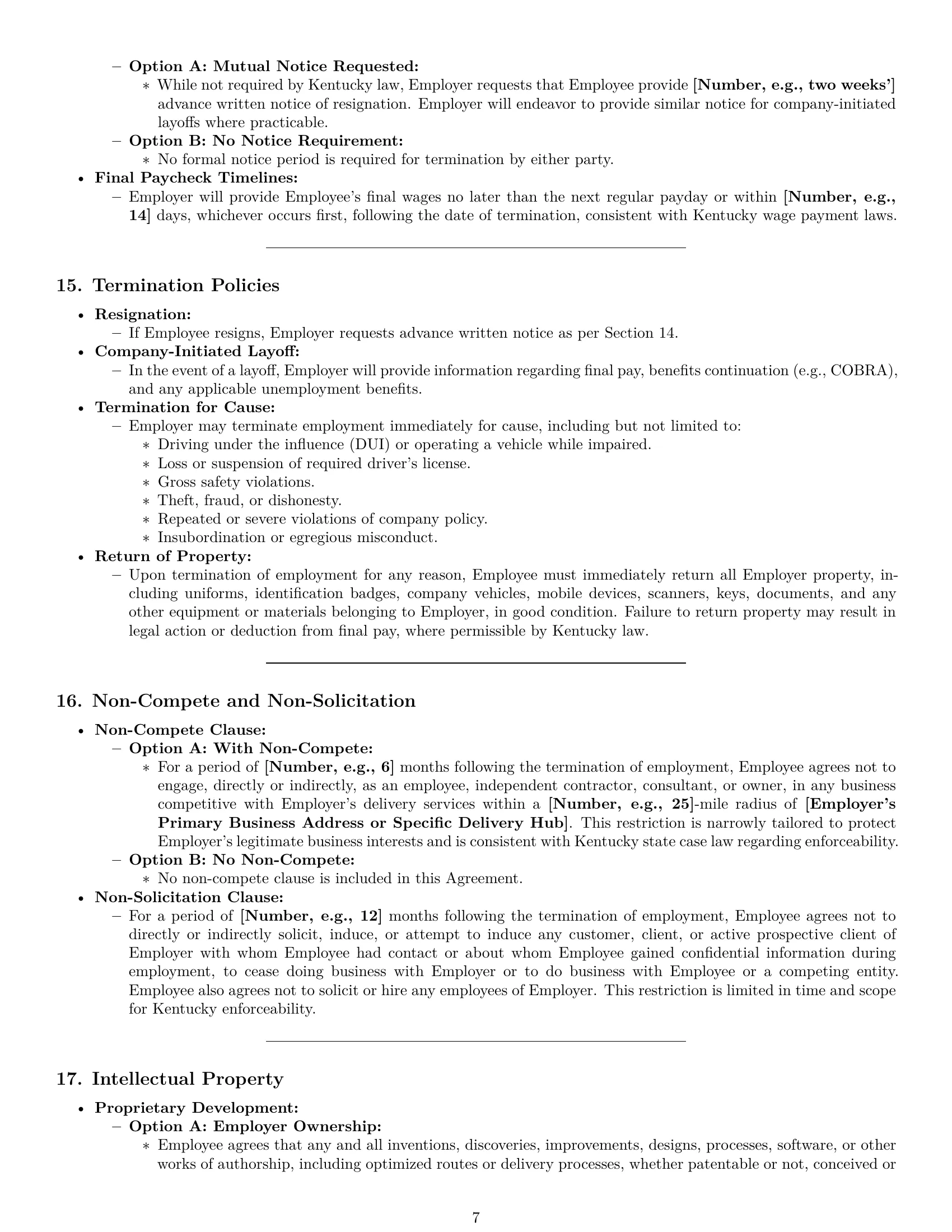 Preview page 7 of Pro Kentucky delivery driver employment contract template