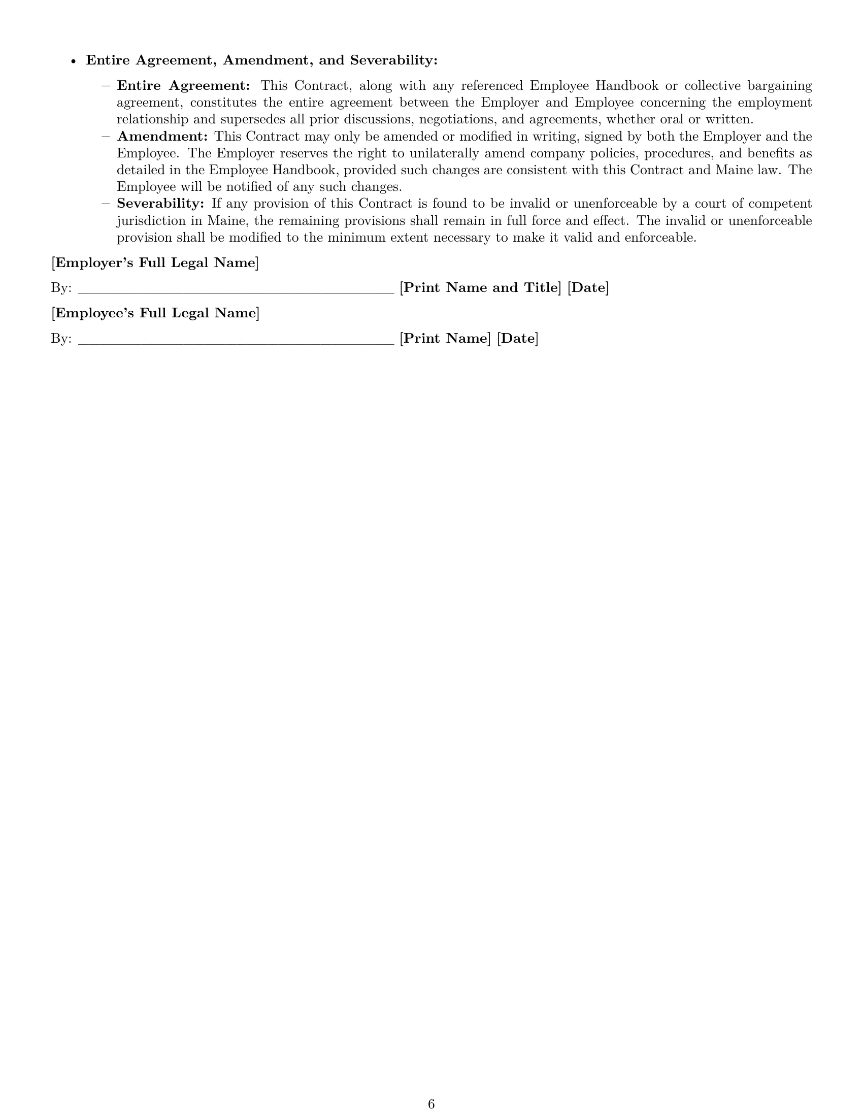 Preview page 6 of Pro Maine delivery driver employment contract template