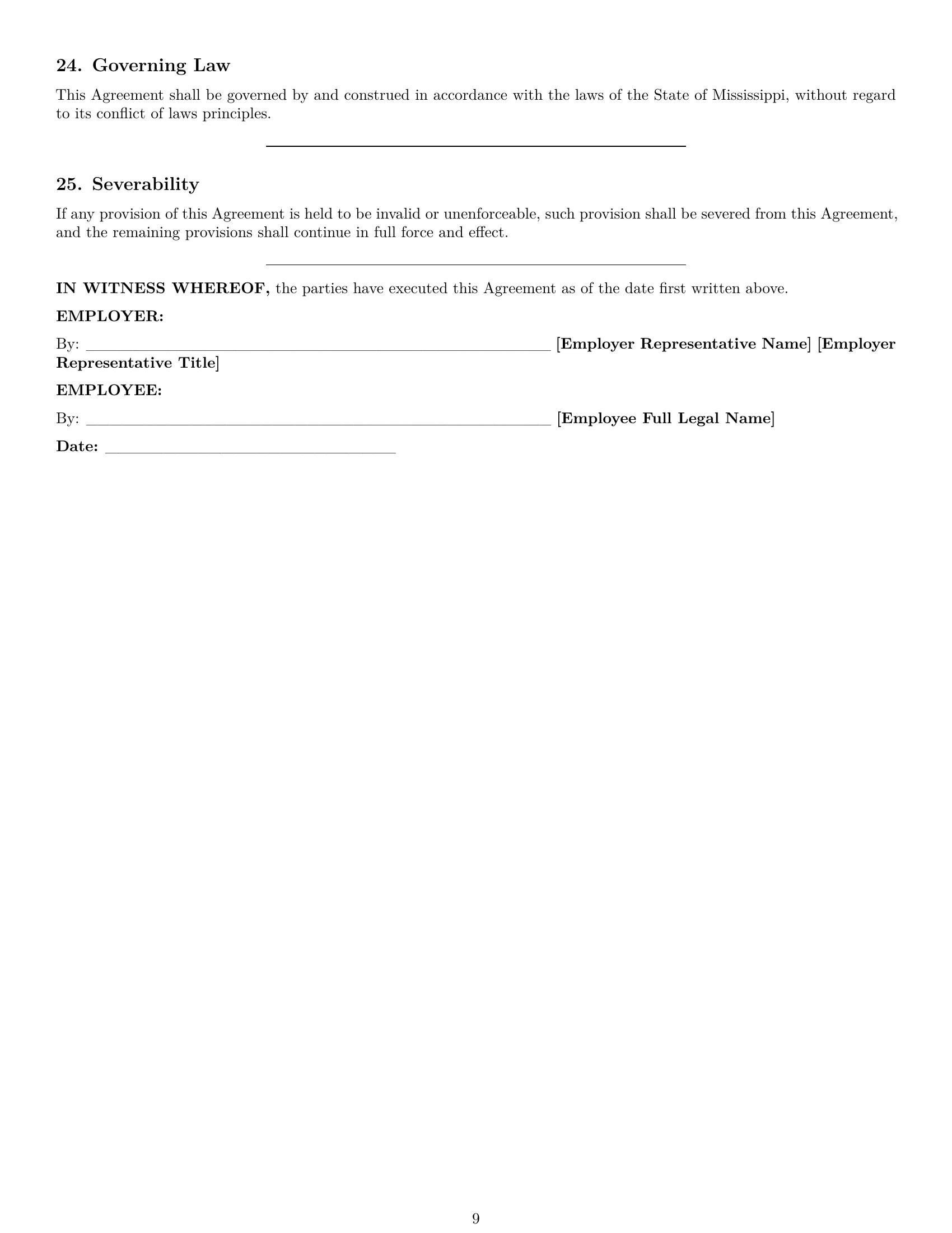 Preview page 9 of Pro Mississippi delivery driver employment contract template