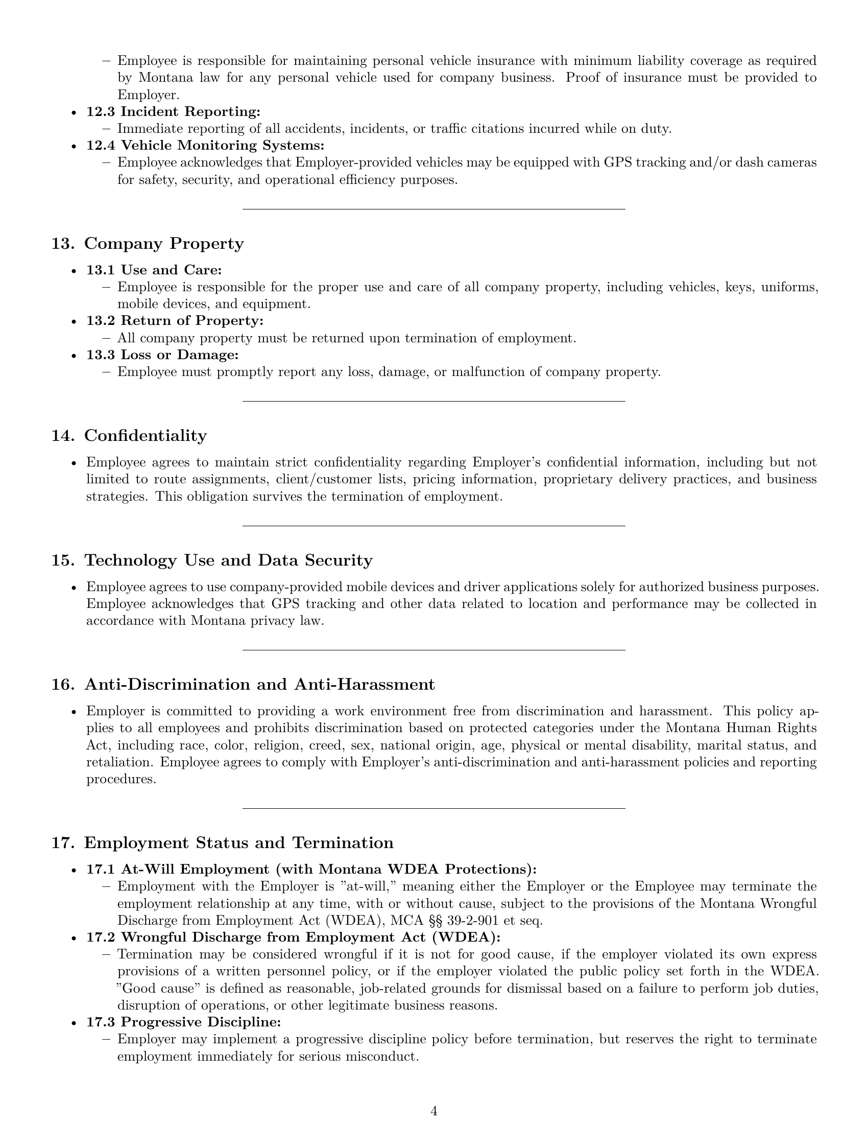 Preview page 4 of Pro Montana delivery driver employment contract template