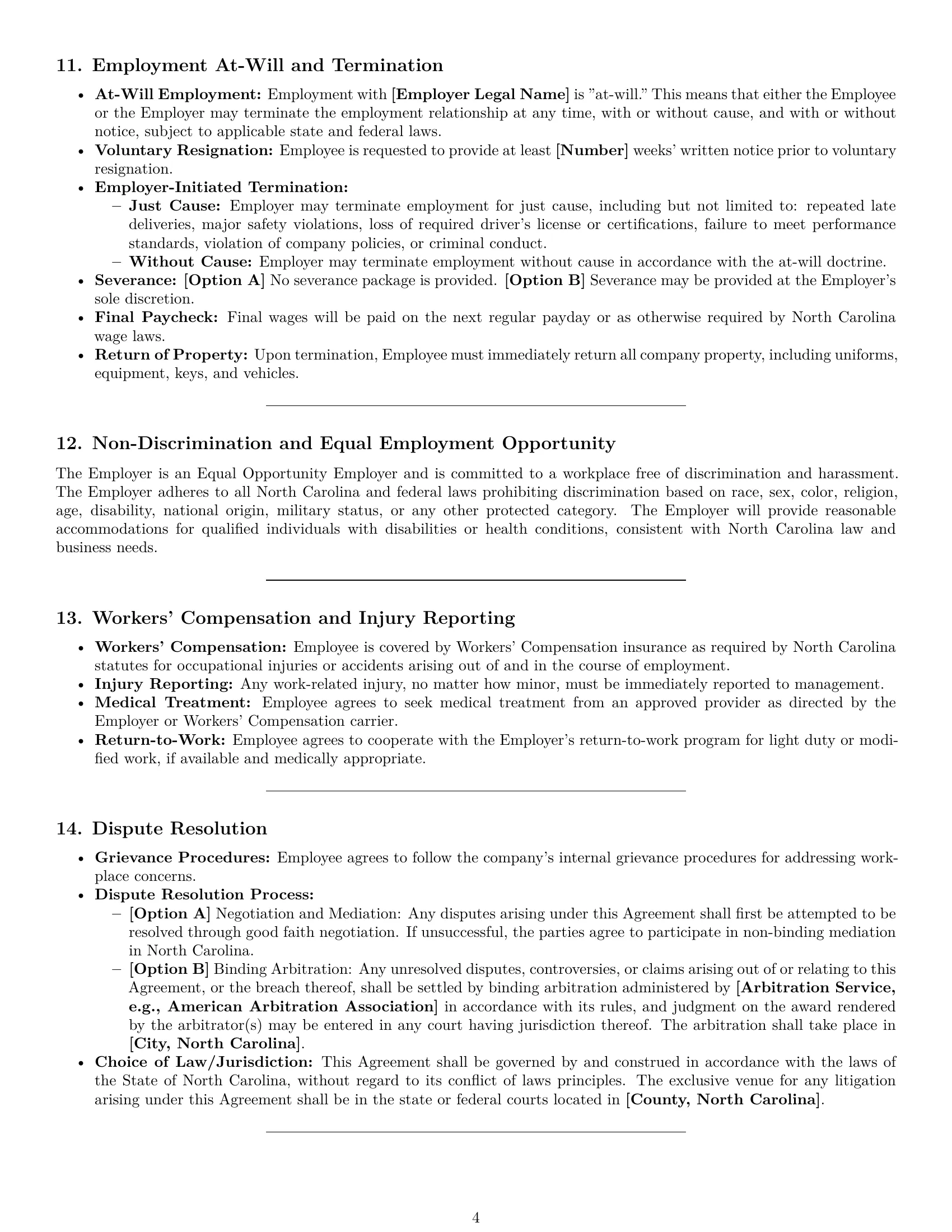 Preview page 4 of Pro North Carolina delivery driver employment contract template