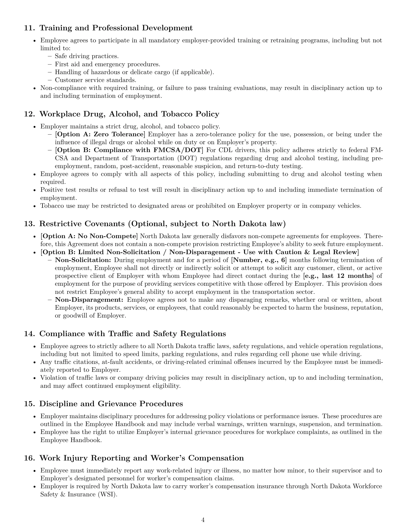 Preview page 4 of Pro North Dakota delivery driver employment contract template