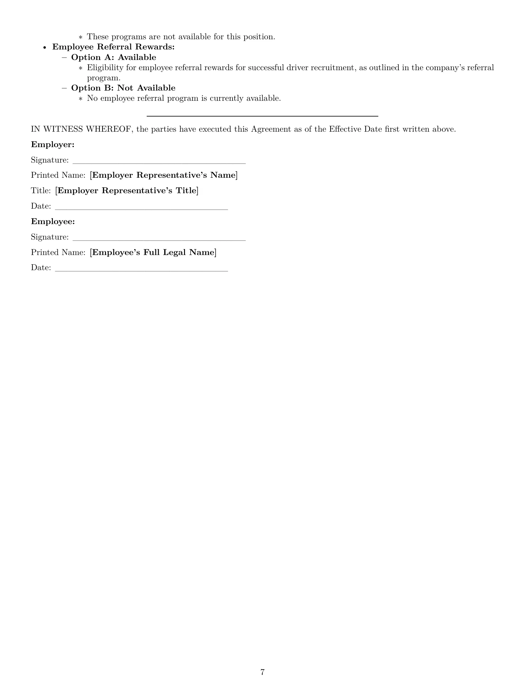 Preview page 7 of Pro Ohio delivery driver employment contract template