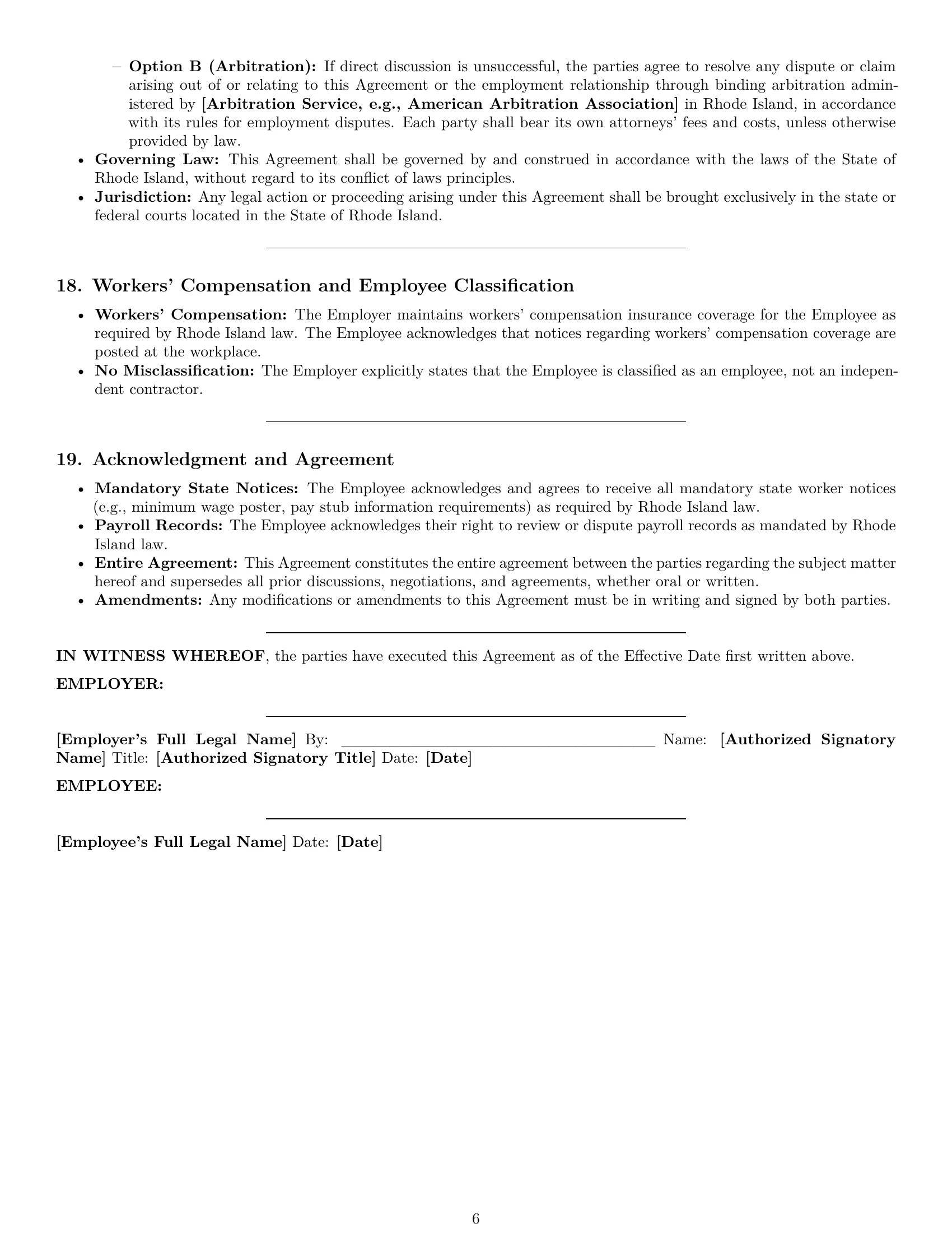 Preview page 6 of Pro Rhode Island delivery driver employment contract template
