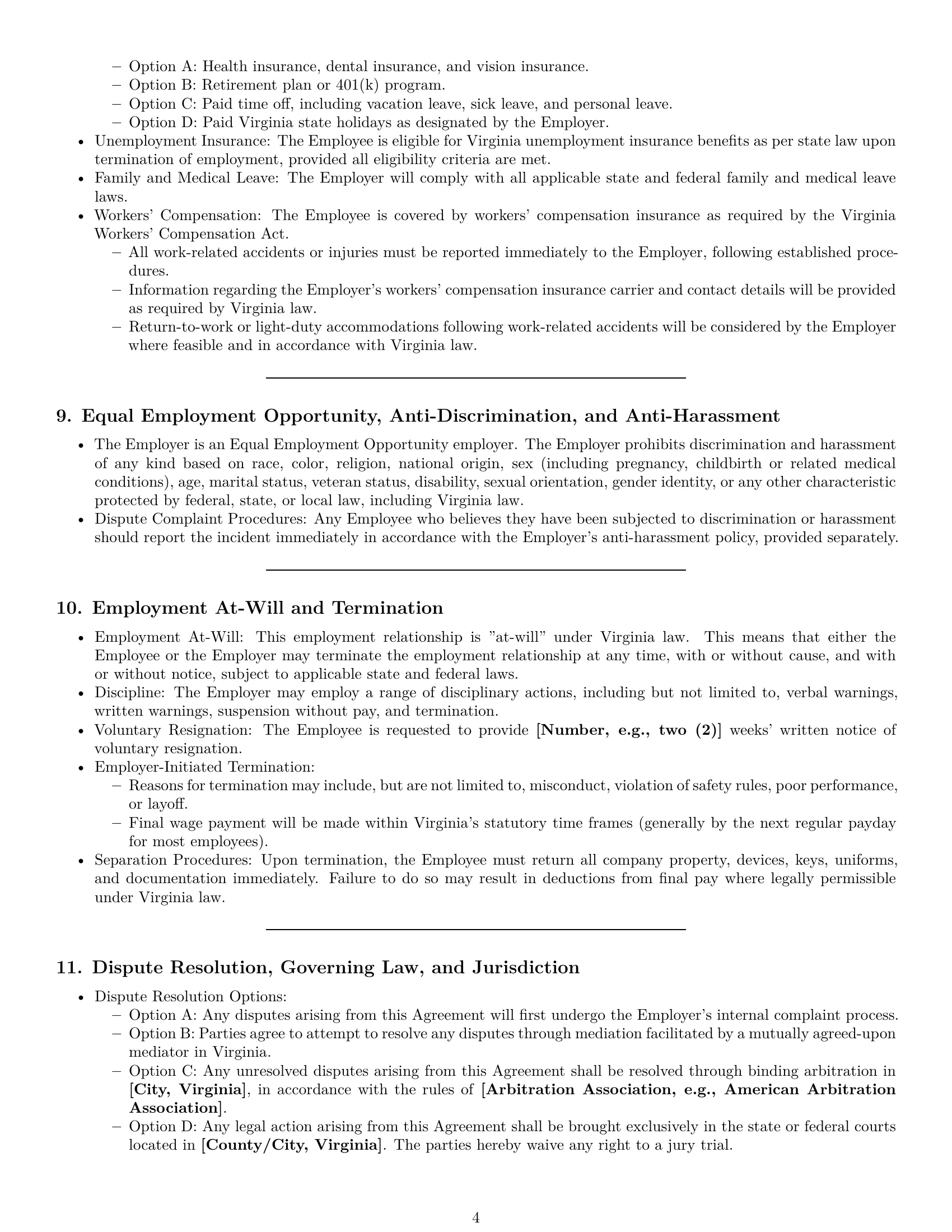 Preview page 4 of Pro Virginia delivery driver employment contract template