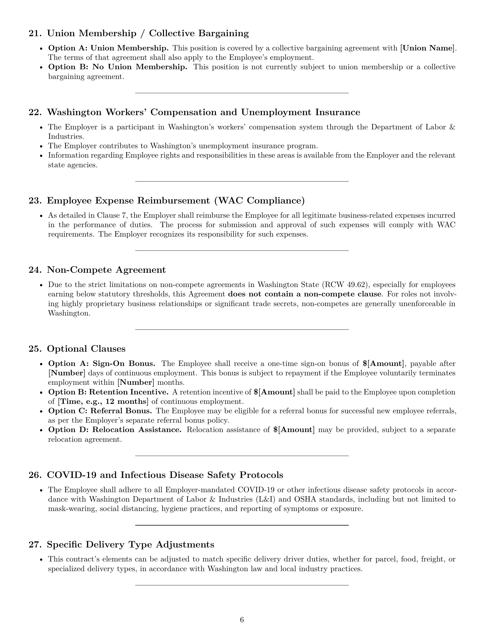 Preview page 6 of Pro Washington delivery driver employment contract template