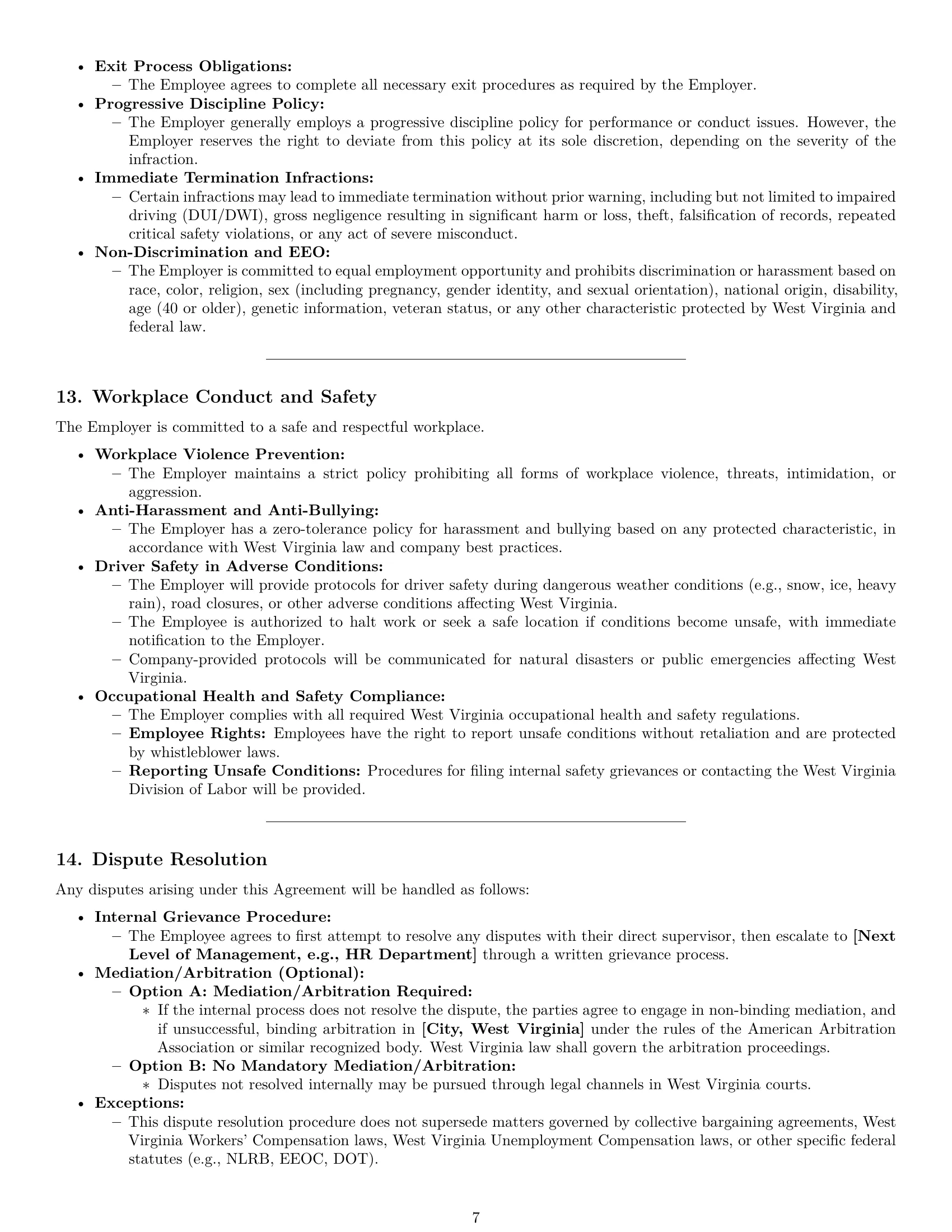 Preview page 7 of Pro West Virginia delivery driver employment contract template