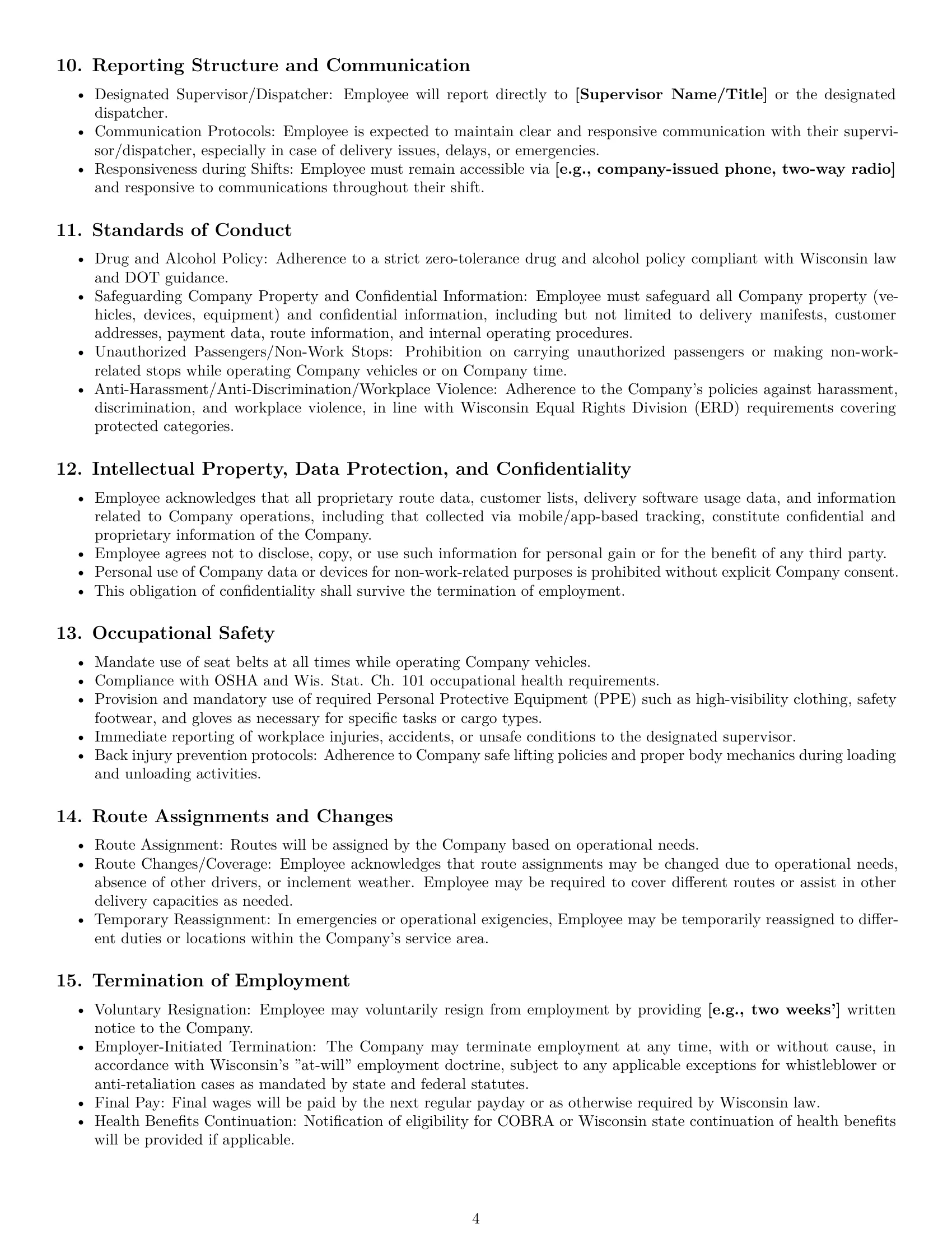 Preview page 4 of Pro Wisconsin delivery driver employment contract template