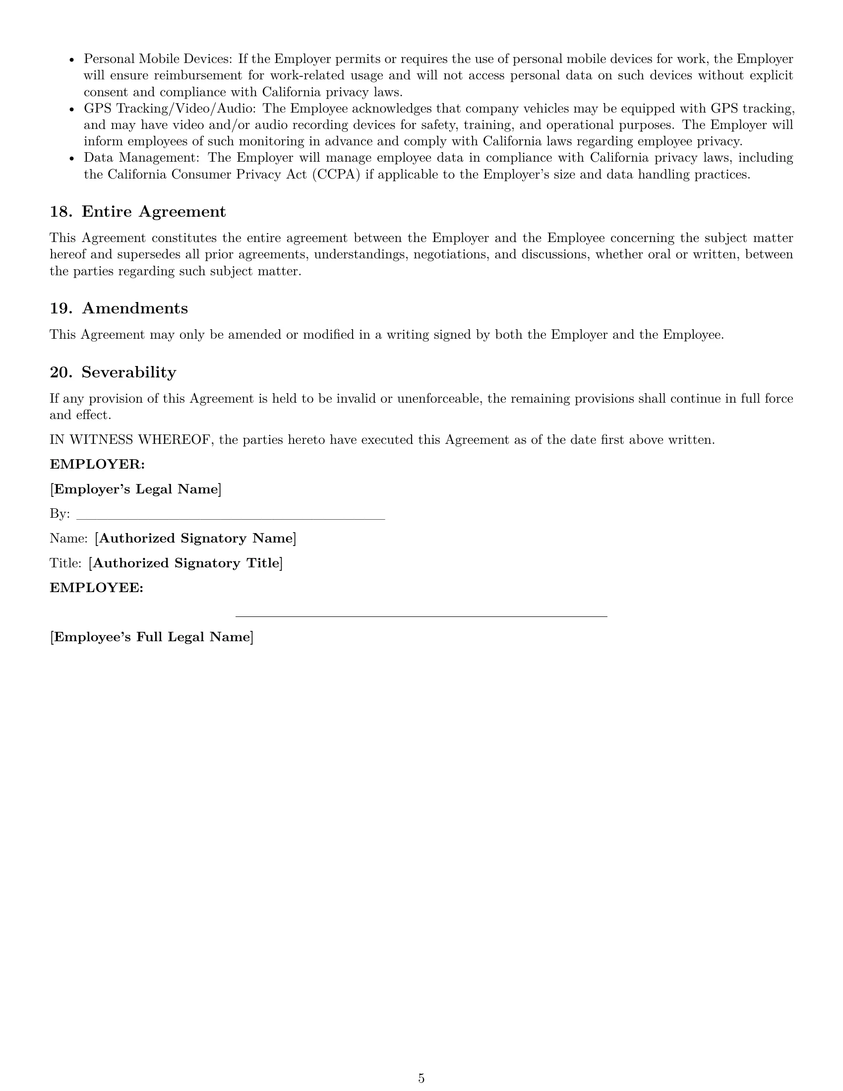 Preview page 5 of Pro California delivery driver employment contract template