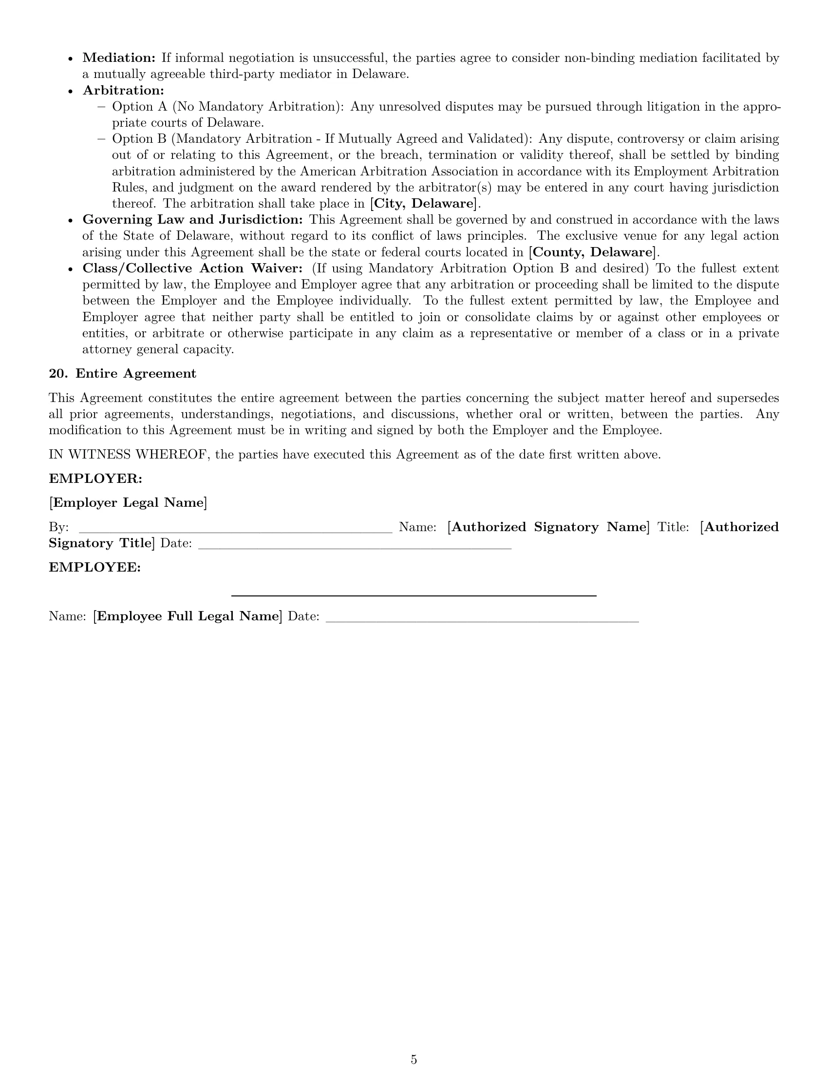 Preview page 5 of Pro Delaware delivery driver employment contract template