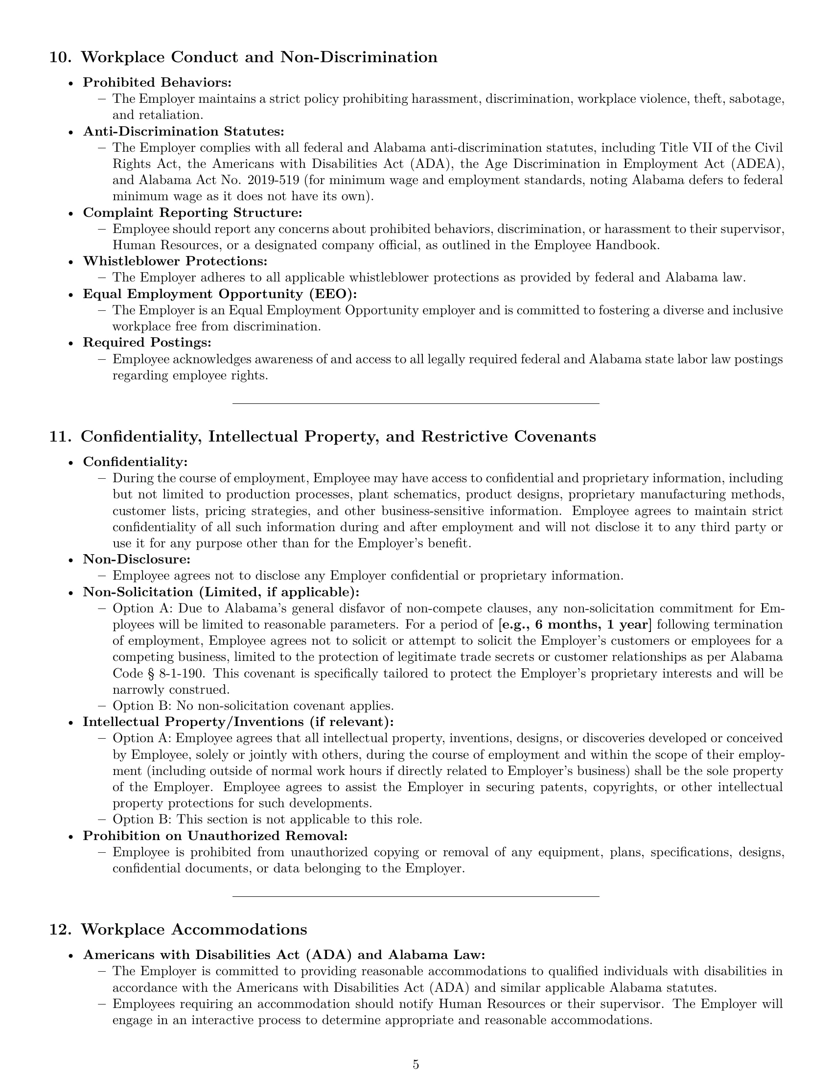Preview page 5 of Pro Alabama production worker employment contract template