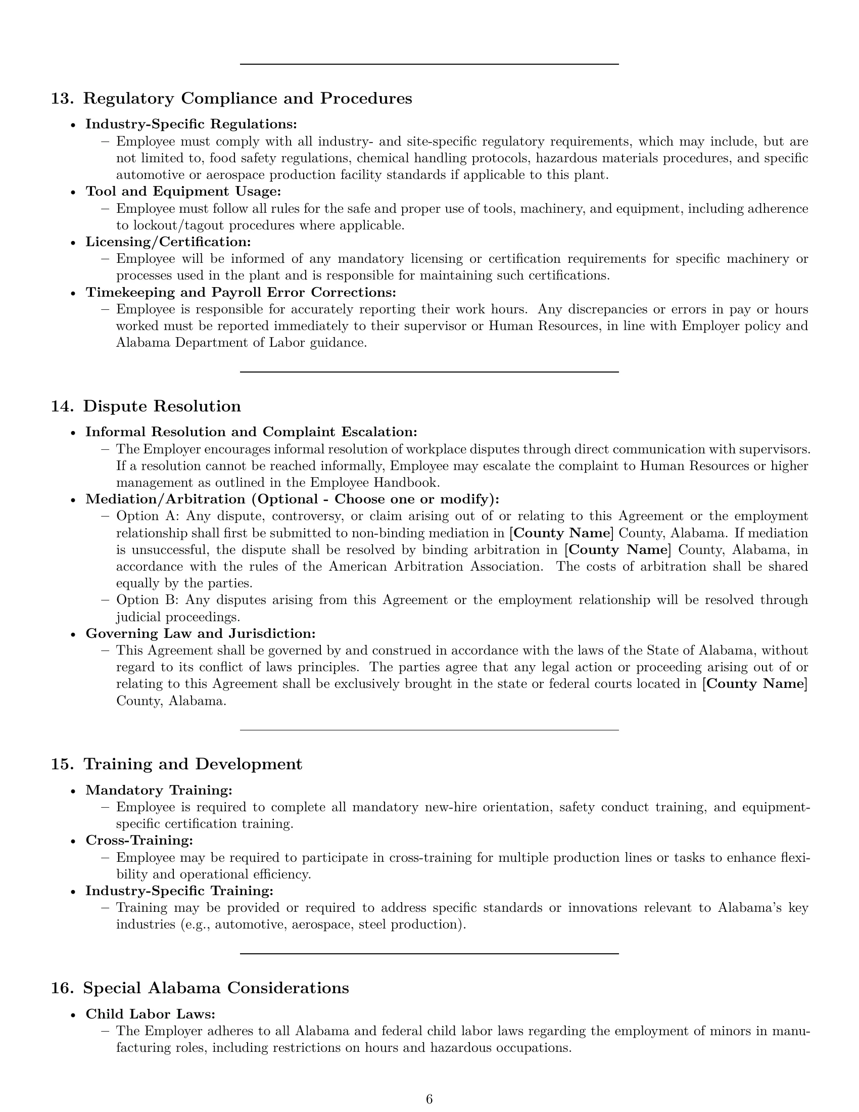 Preview page 6 of Pro Alabama production worker employment contract template