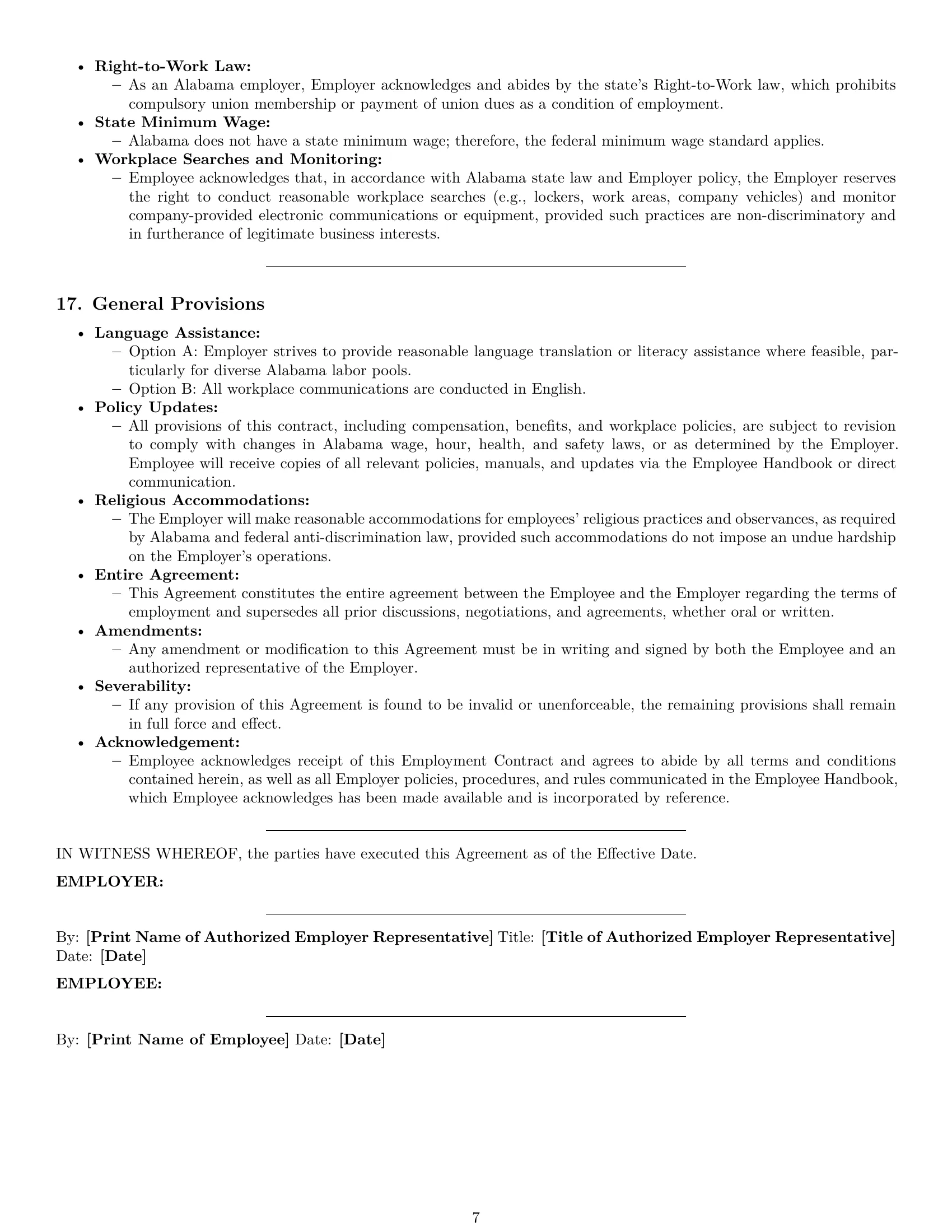 Preview page 7 of Pro Alabama production worker employment contract template