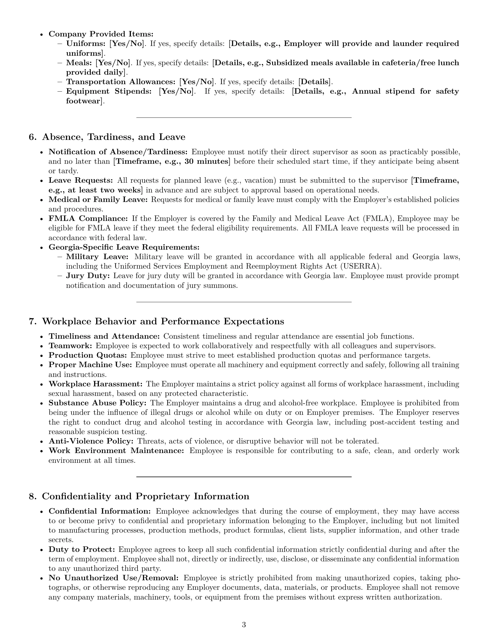 Preview page 3 of Pro Georgia production worker employment contract template