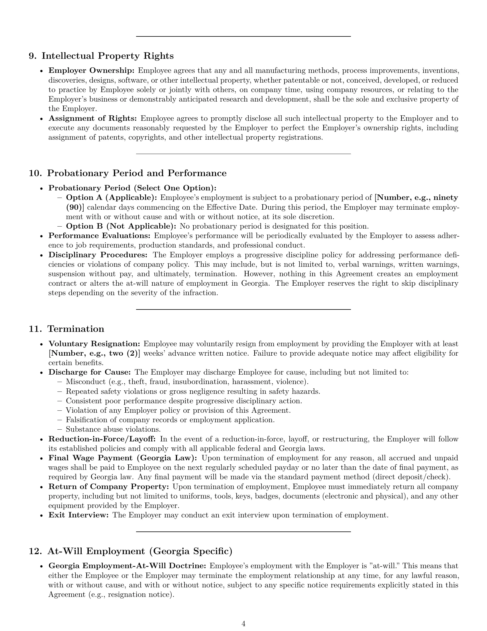 Preview page 4 of Pro Georgia production worker employment contract template