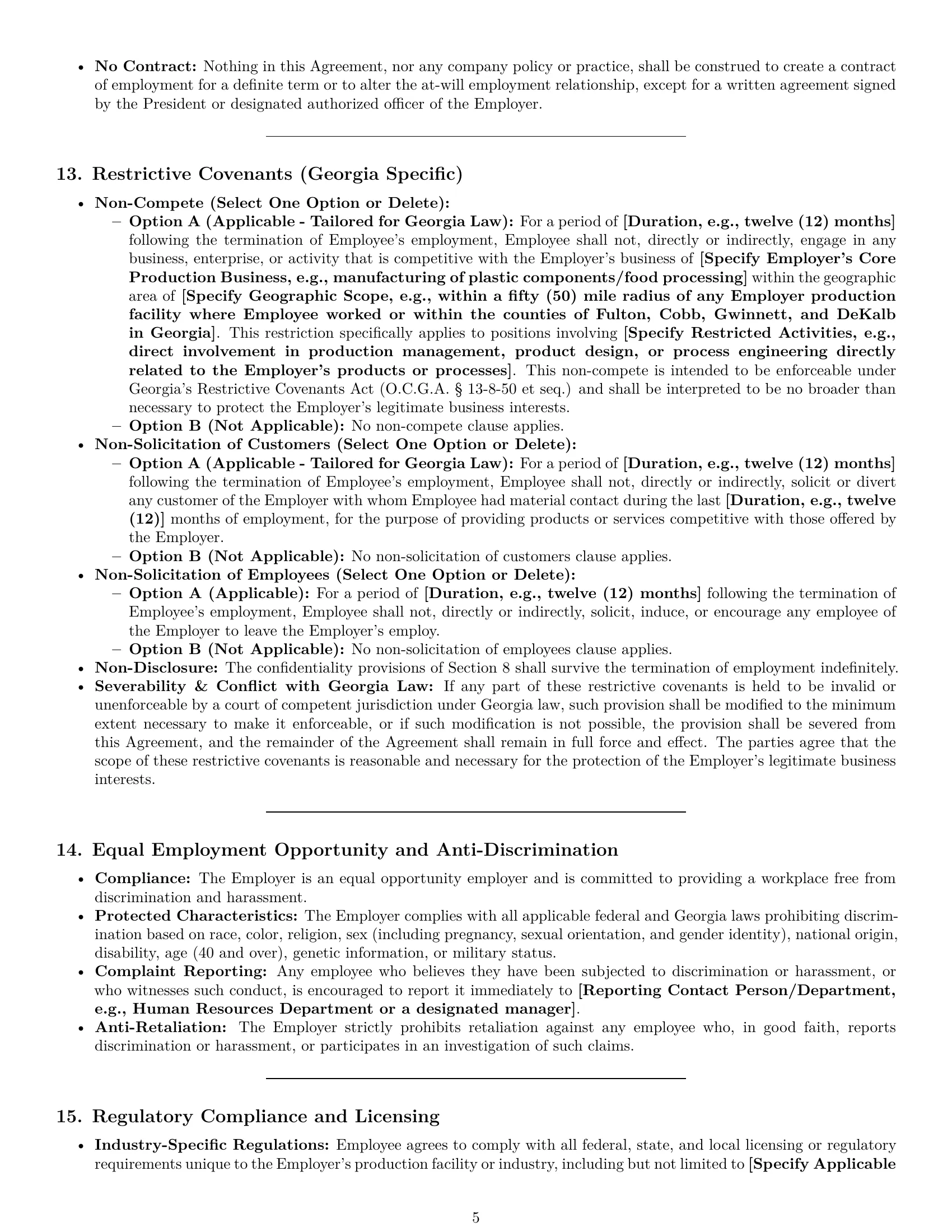 Preview page 5 of Pro Georgia production worker employment contract template
