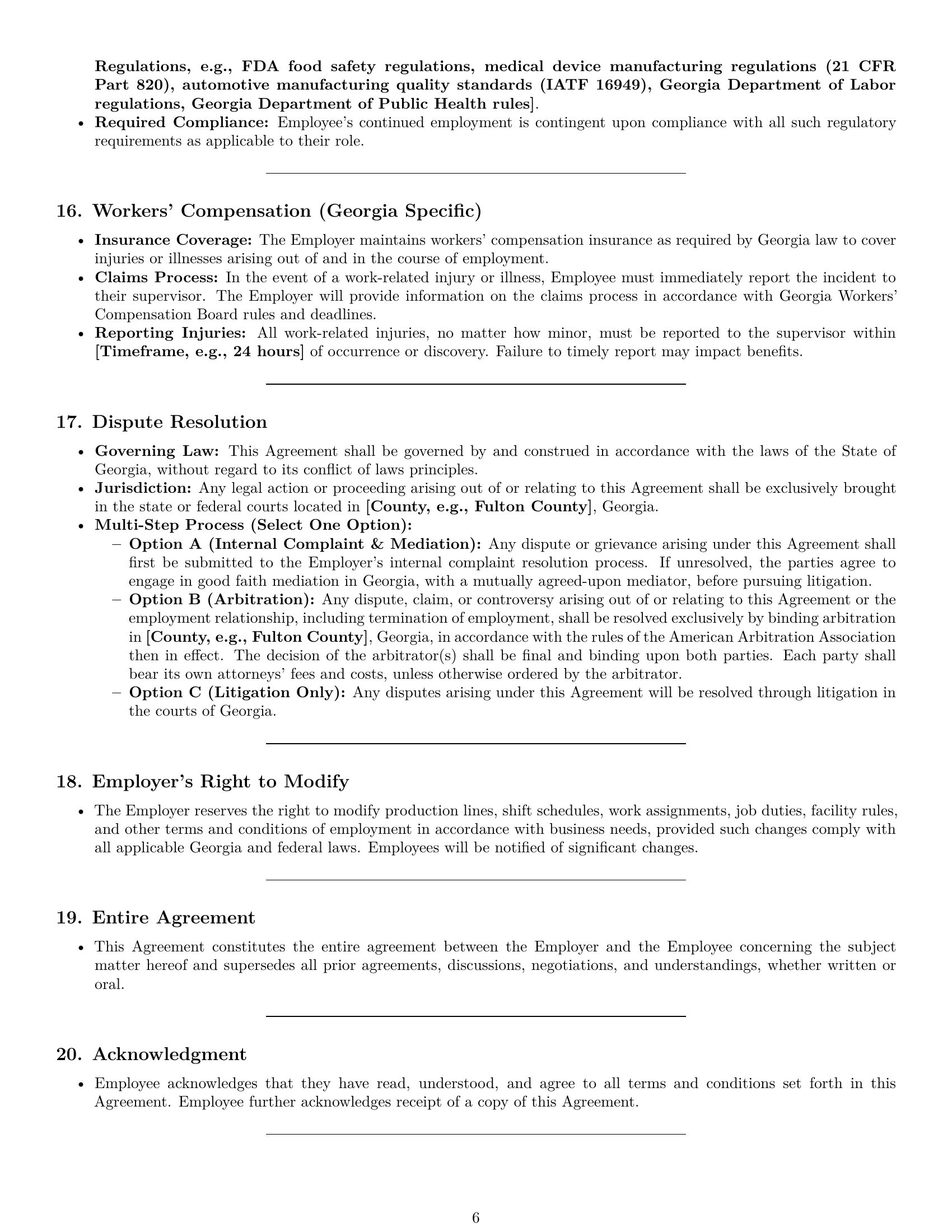 Preview page 6 of Pro Georgia production worker employment contract template