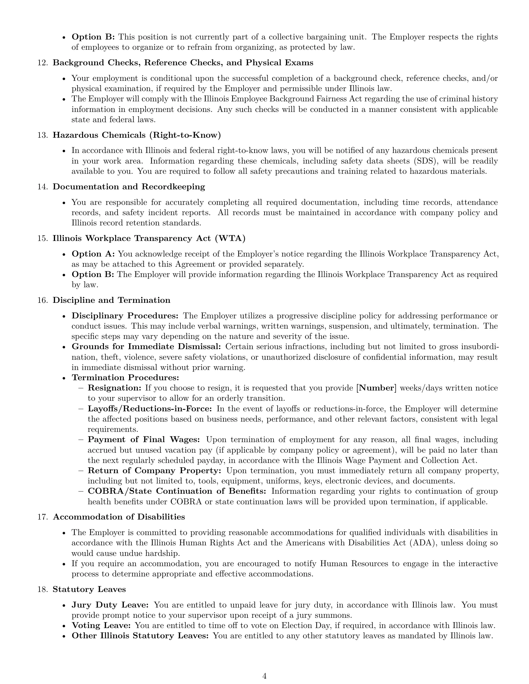 Preview page 4 of Pro Illinois production worker employment contract template