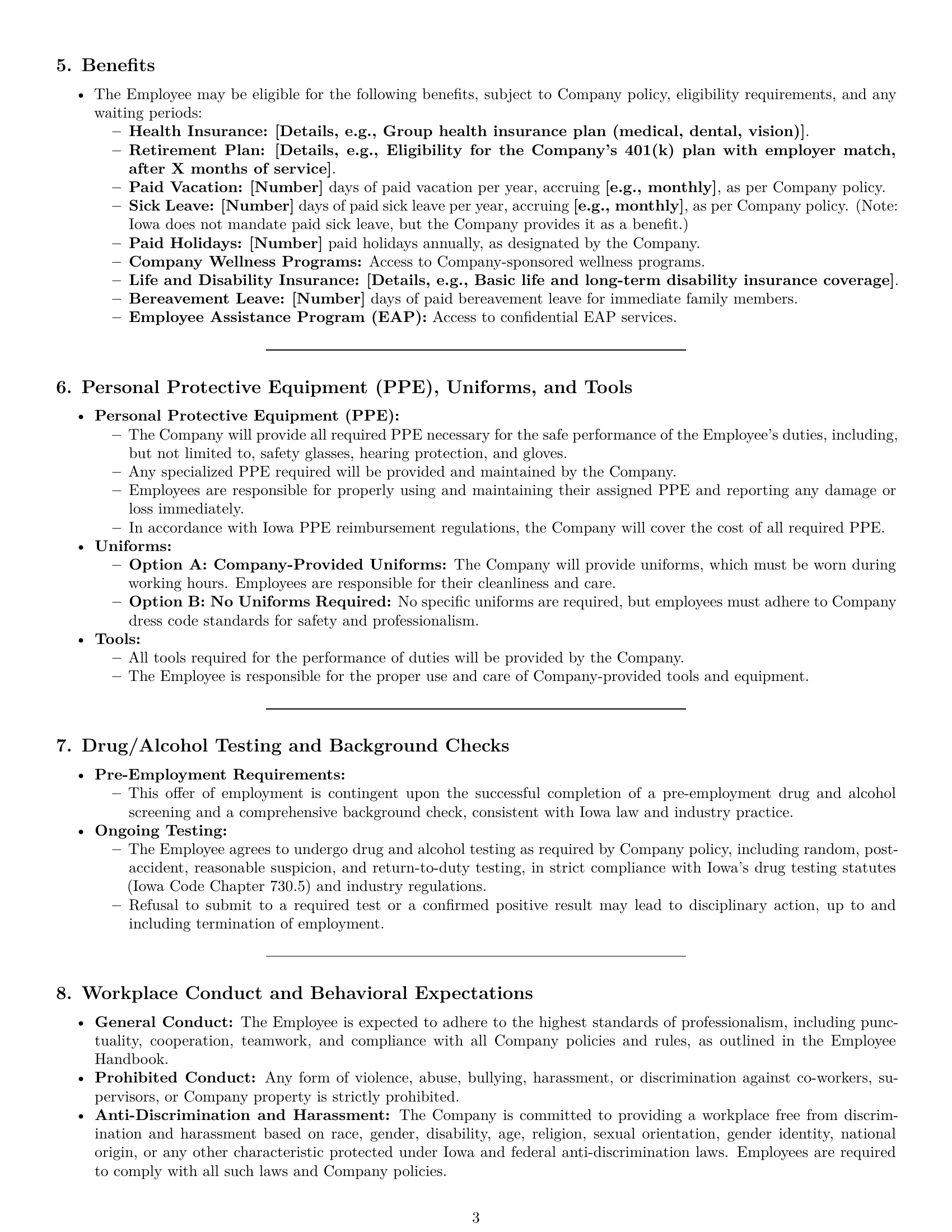Preview page 3 of Pro Iowa production worker employment contract template