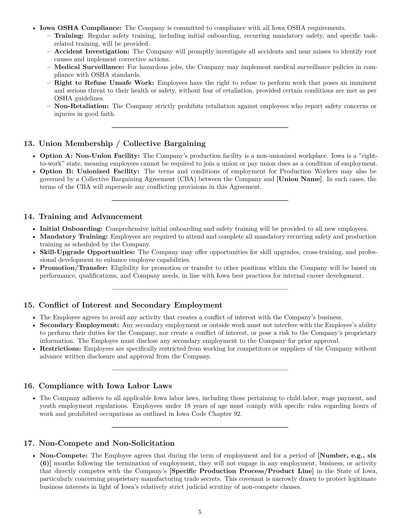 Preview page 5 of Pro Iowa production worker employment contract template