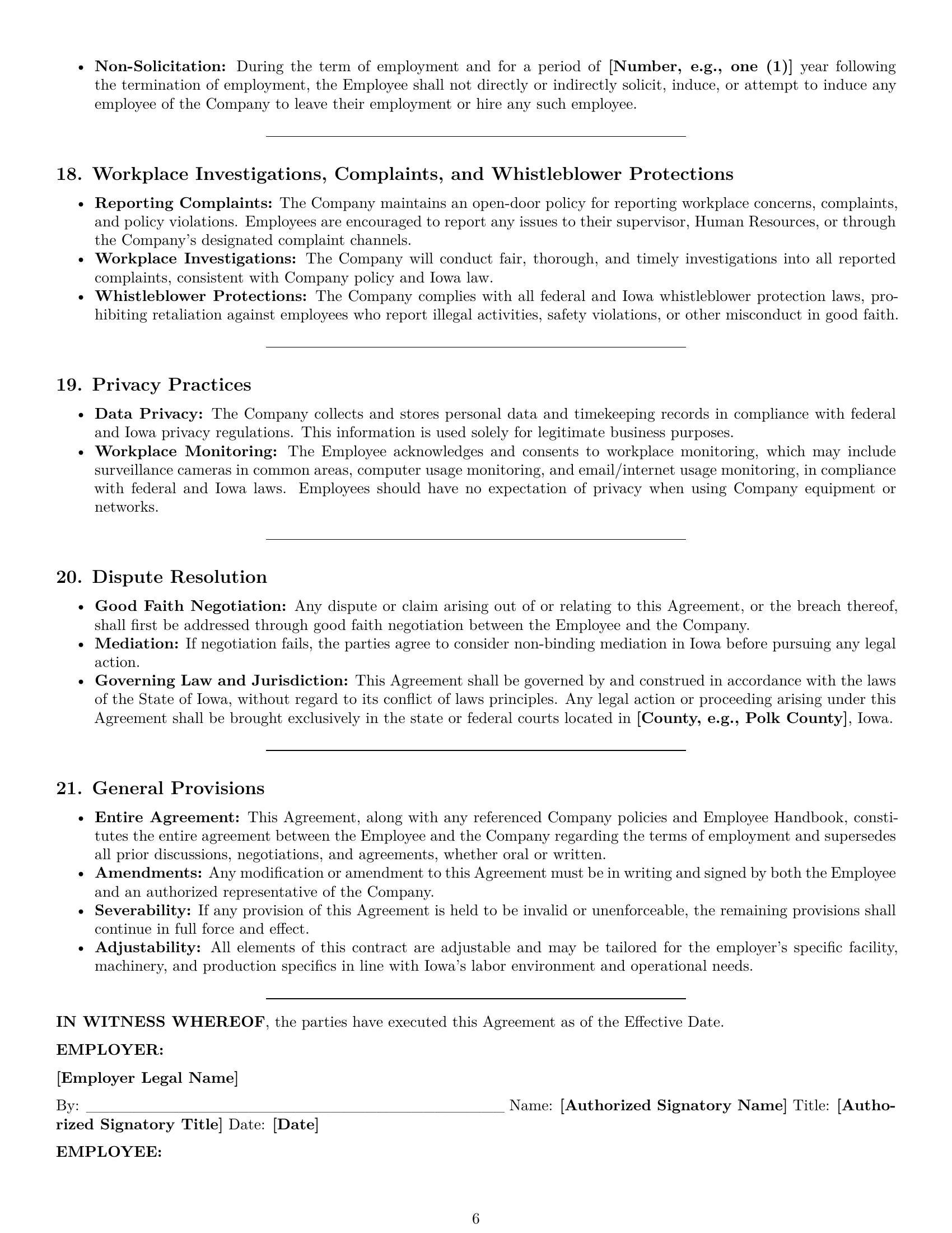 Preview page 6 of Pro Iowa production worker employment contract template