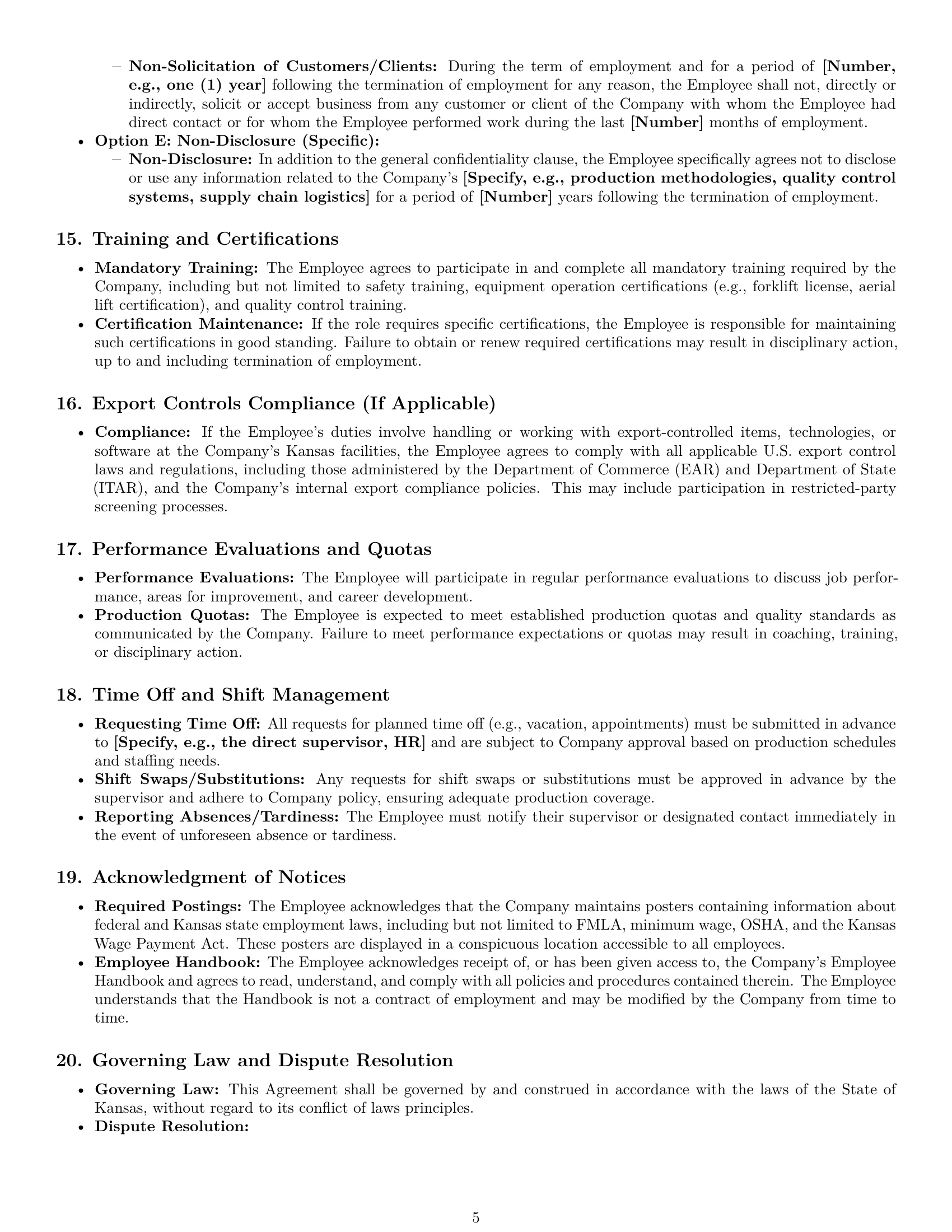 Preview page 5 of Pro Kansas production worker employment contract template