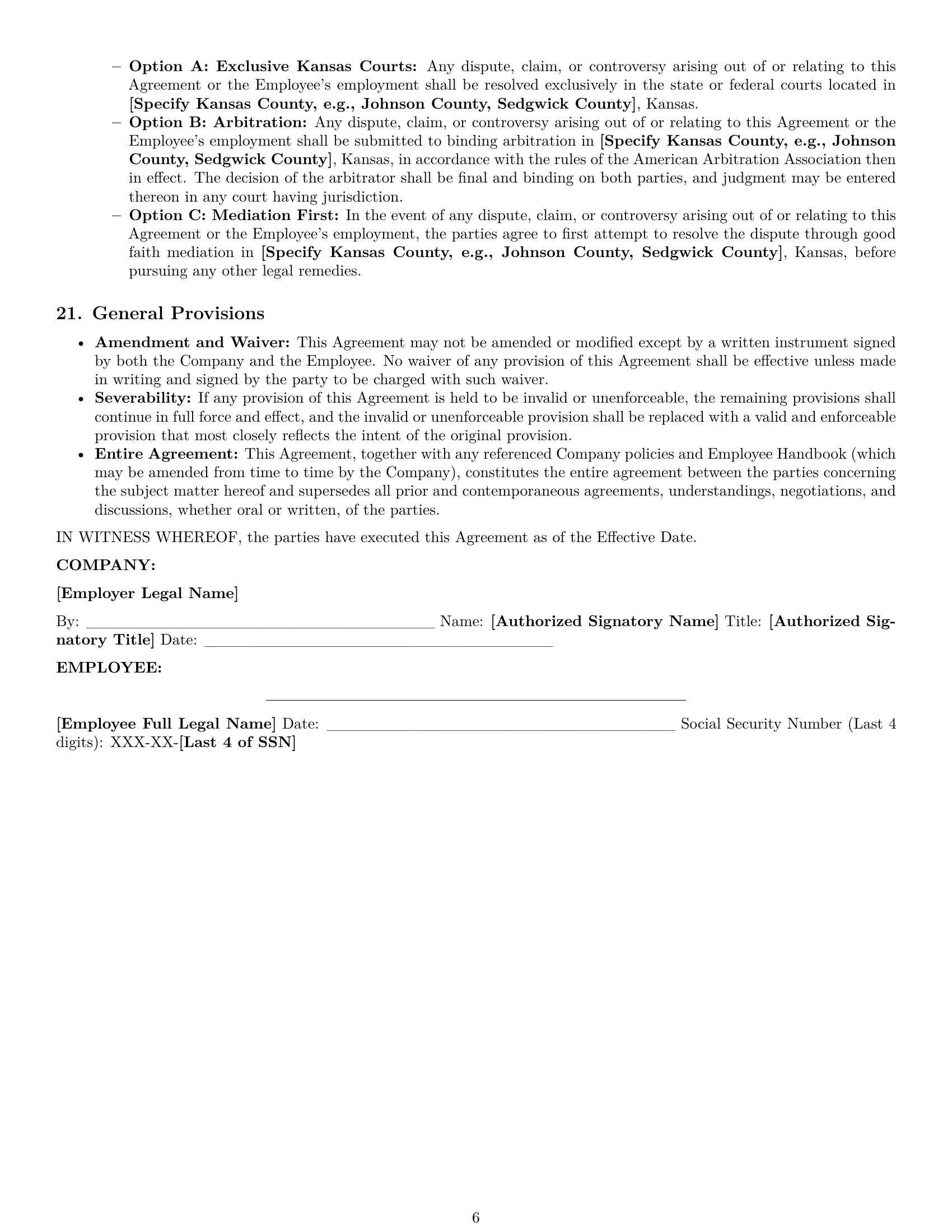 Preview page 6 of Pro Kansas production worker employment contract template