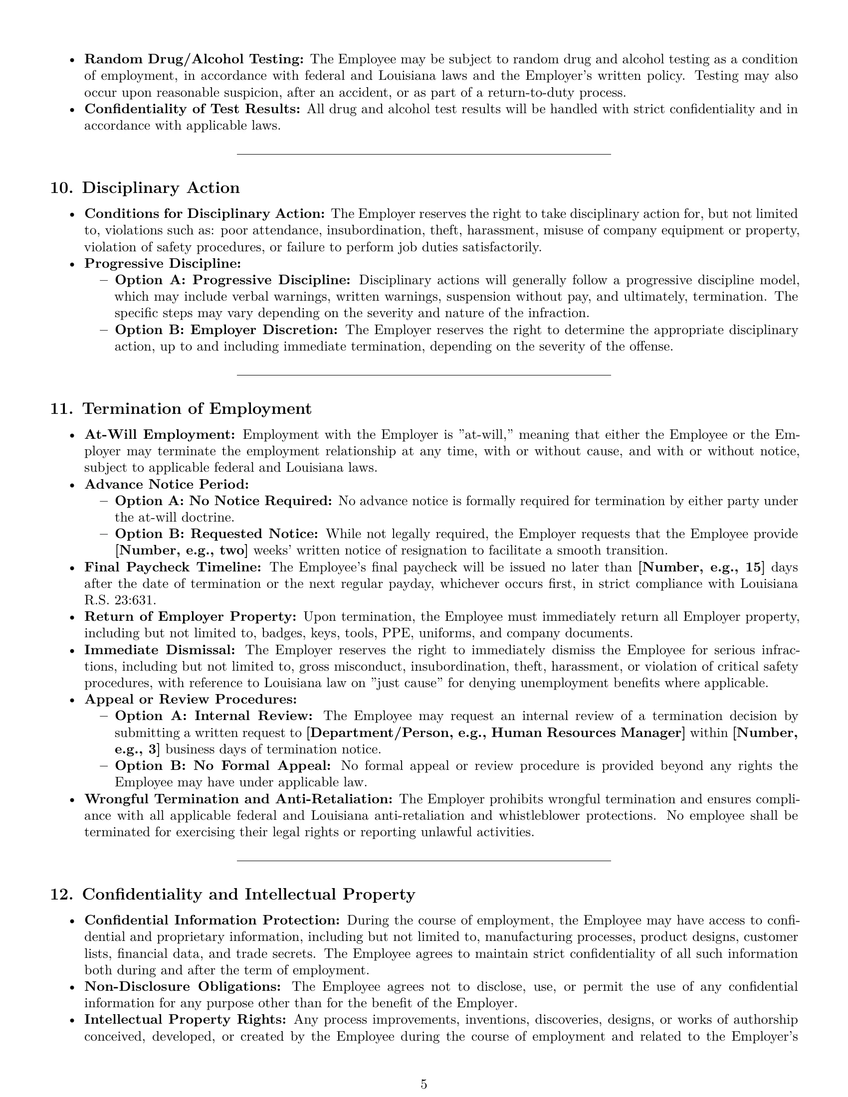Preview page 5 of Pro Louisiana production worker employment contract template