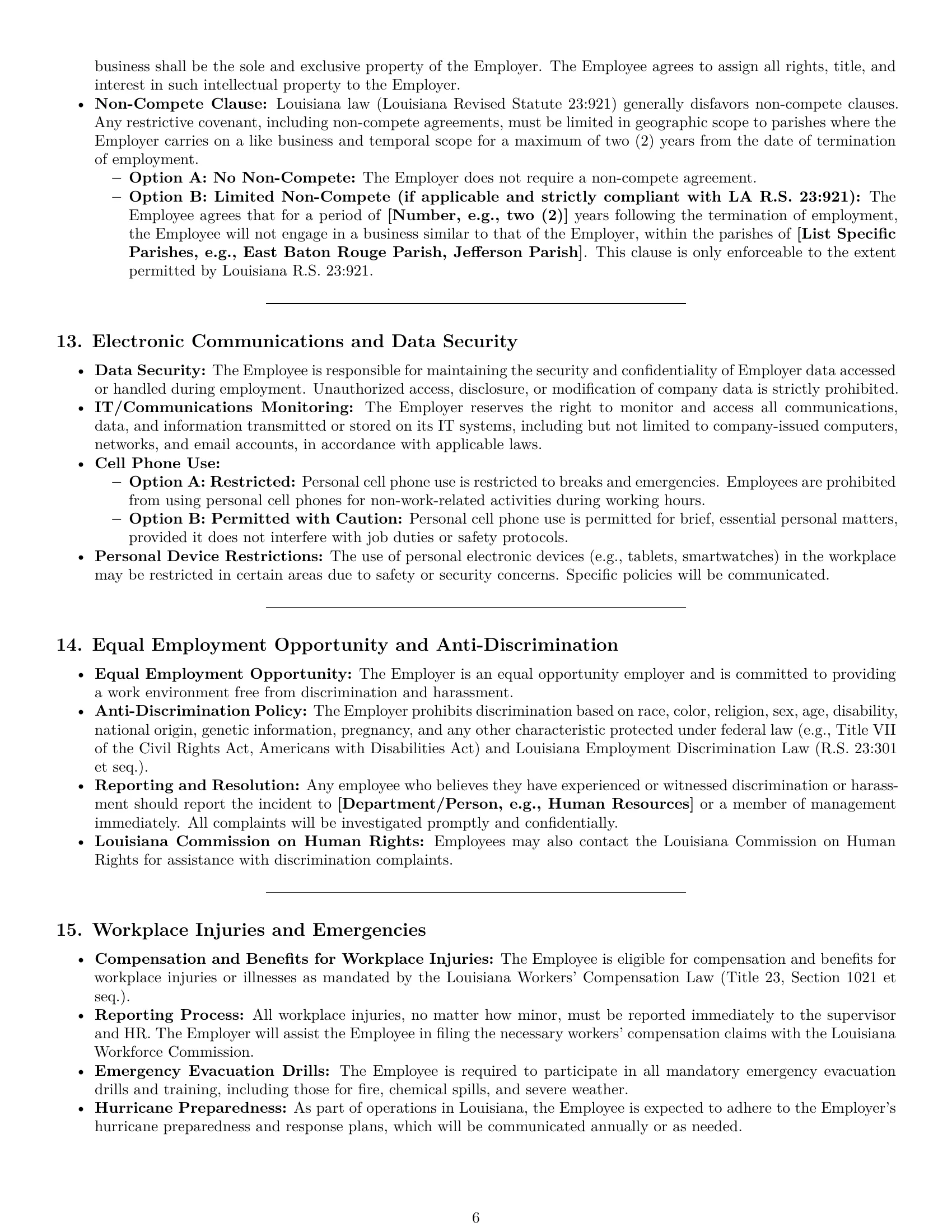 Preview page 6 of Pro Louisiana production worker employment contract template