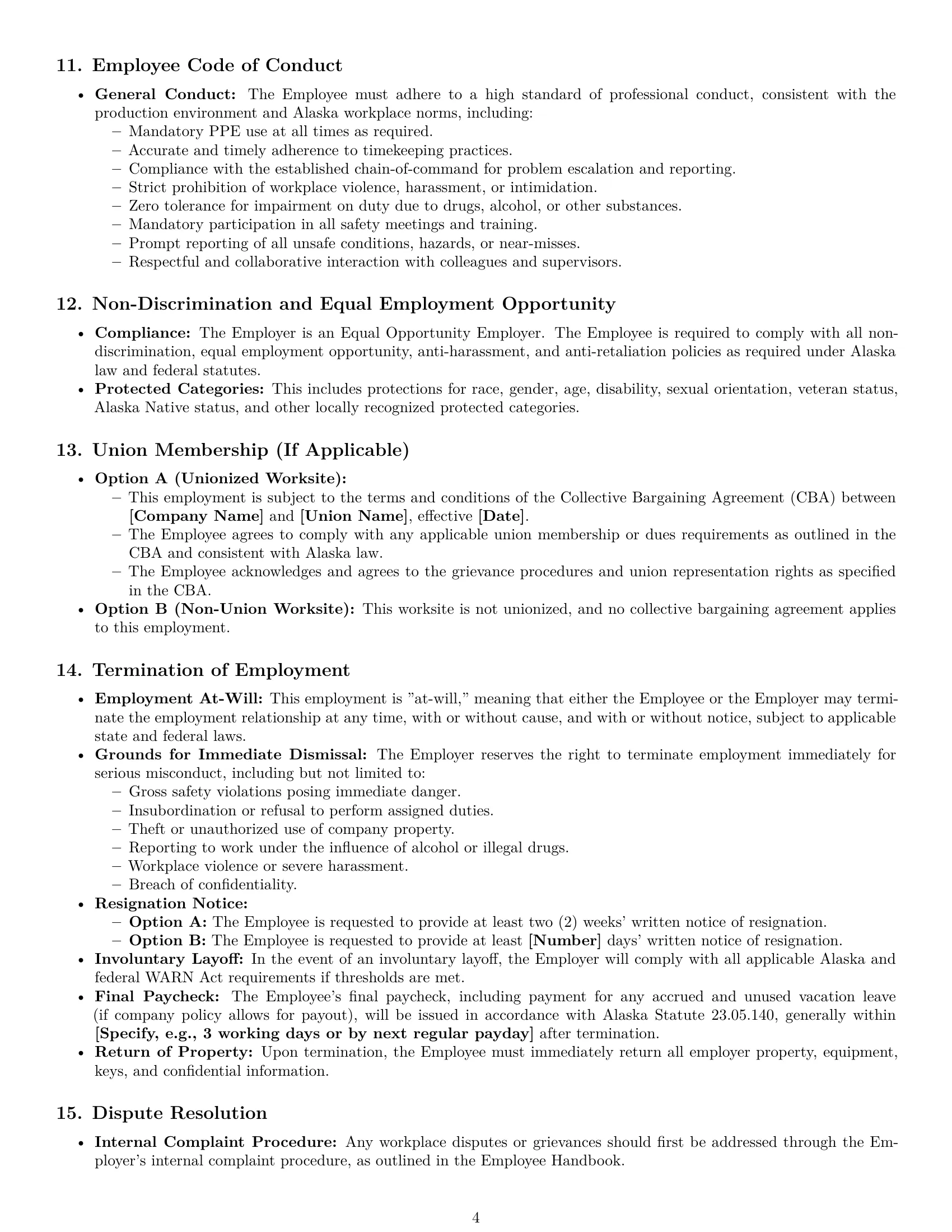 Preview page 4 of Pro Alaska production worker employment contract template