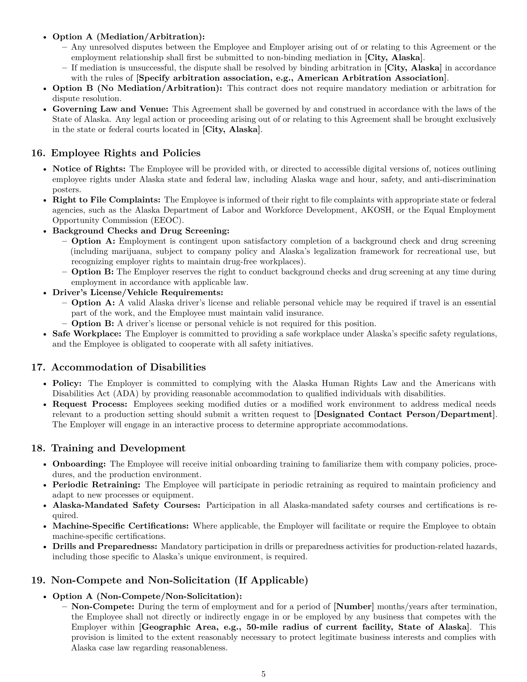 Preview page 5 of Pro Alaska production worker employment contract template