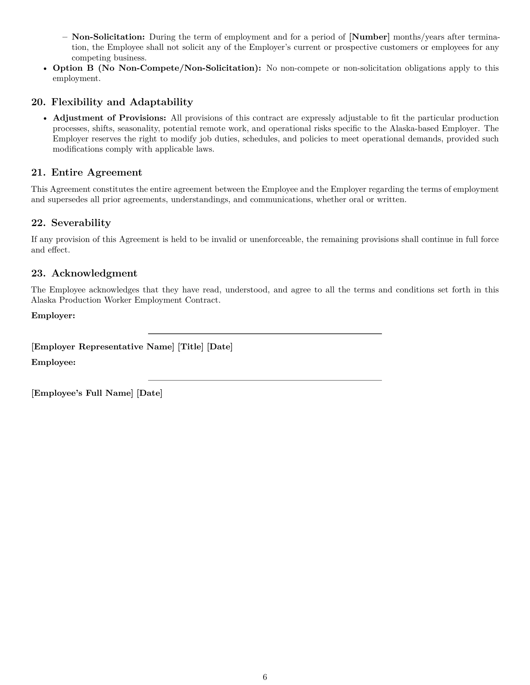 Preview page 6 of Pro Alaska production worker employment contract template