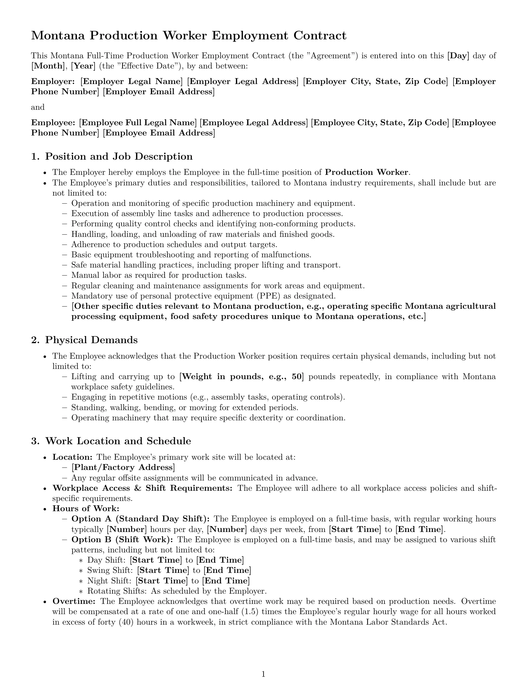 Preview page 1 of Pro Montana production worker employment contract template