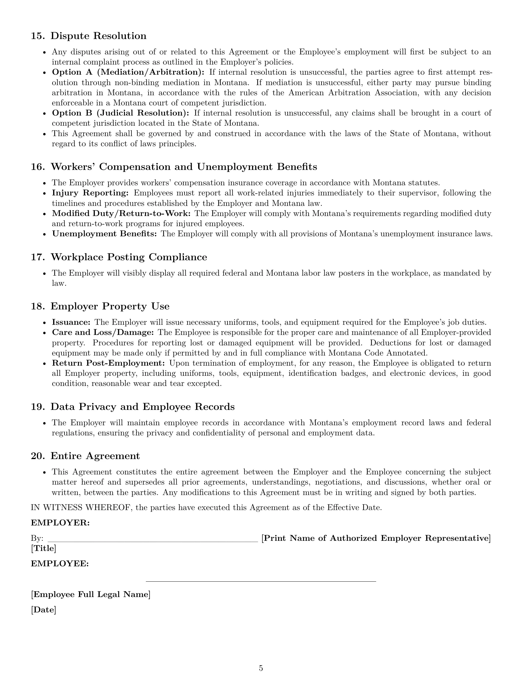 Preview page 5 of Pro Montana production worker employment contract template