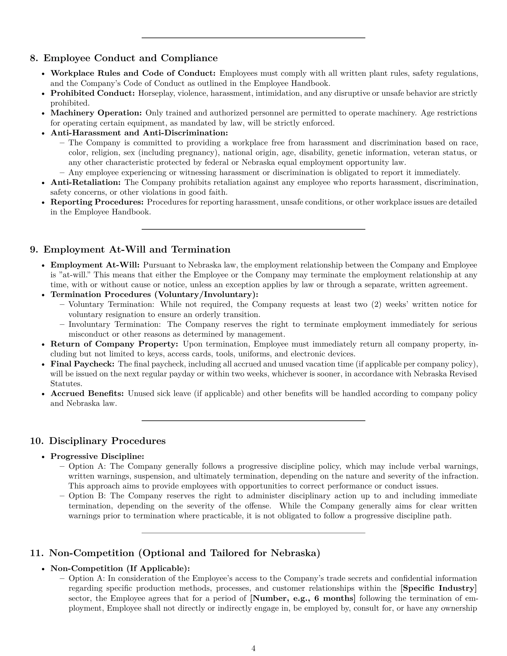 Preview page 4 of Pro Nebraska production worker employment contract template