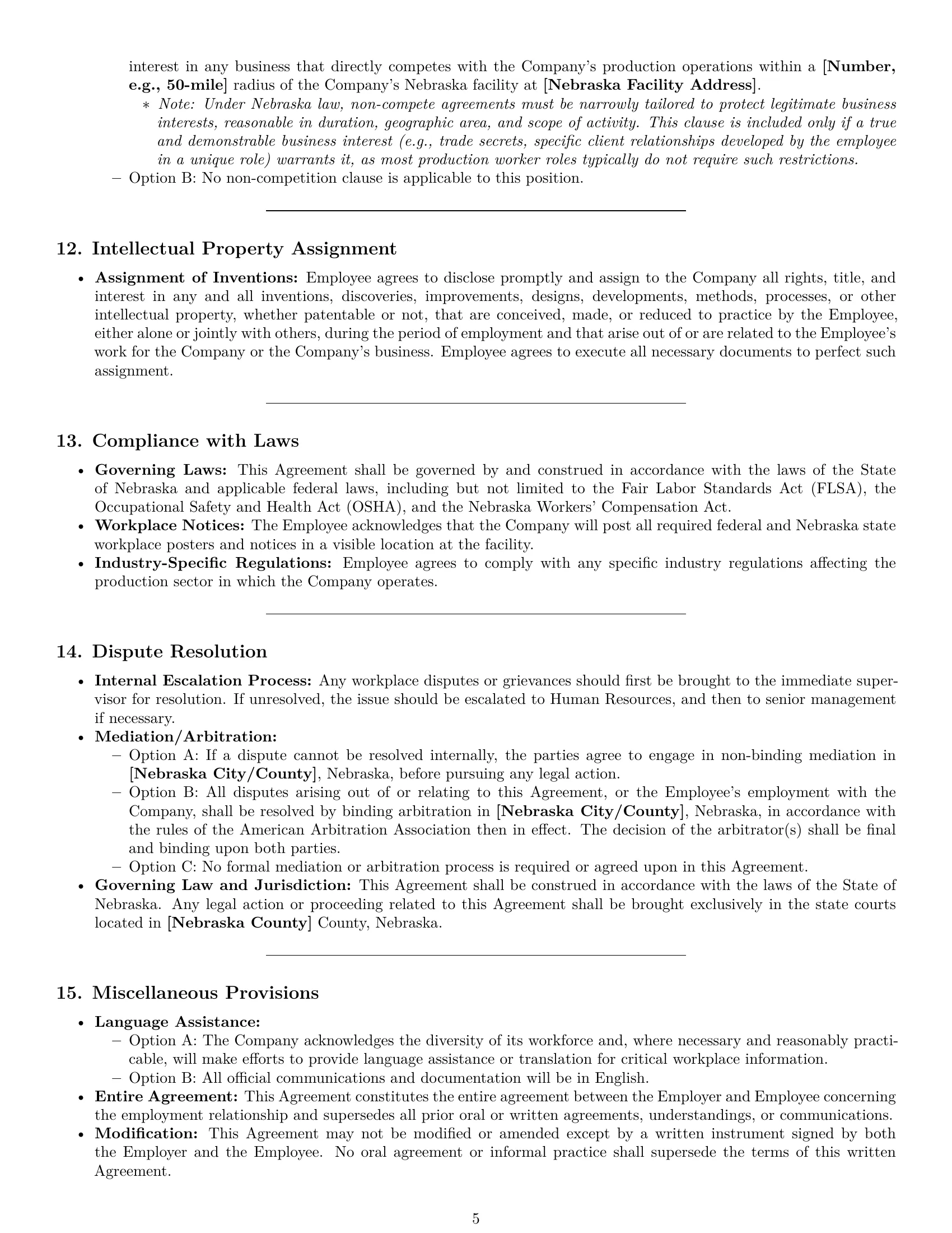 Preview page 5 of Pro Nebraska production worker employment contract template