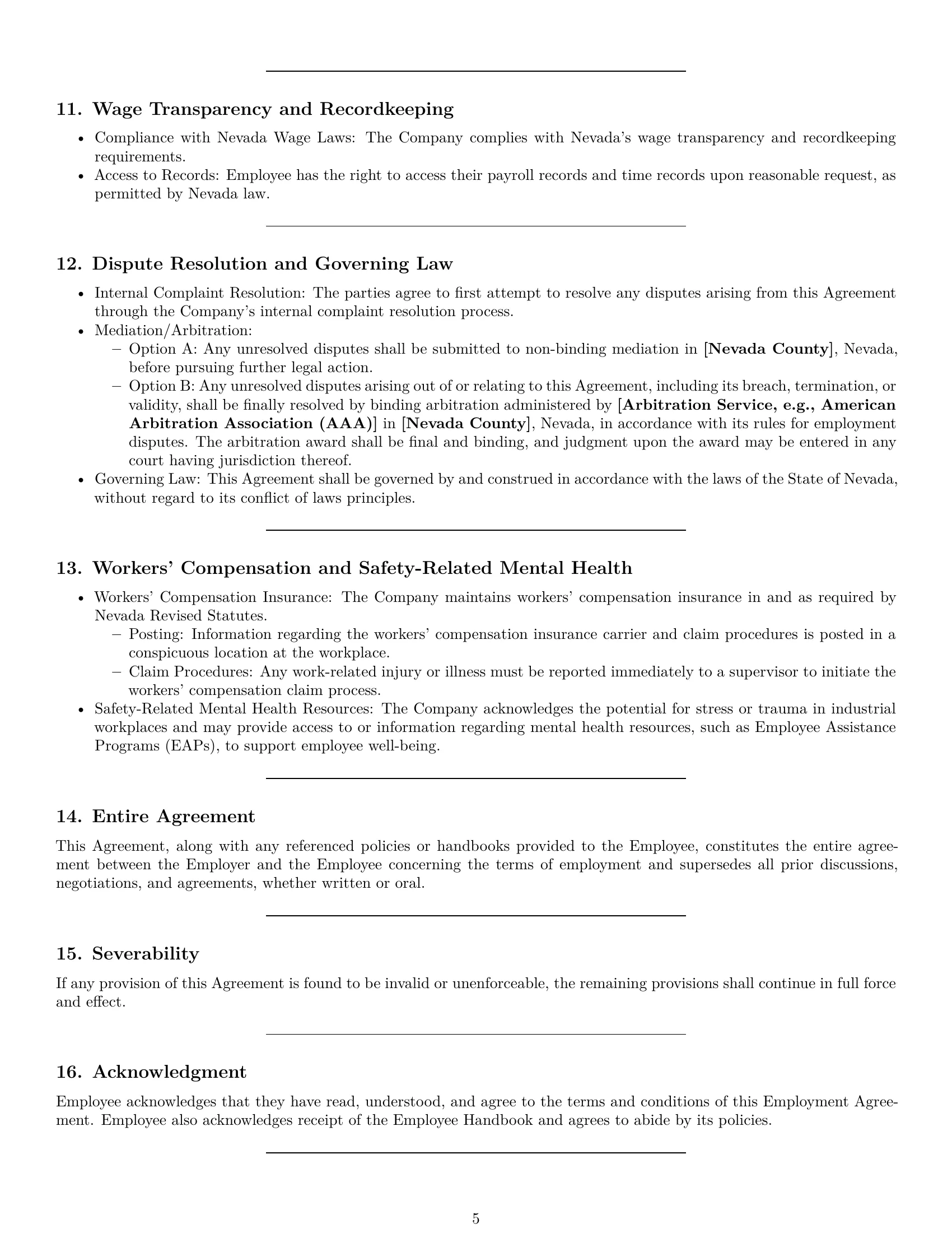 Preview page 5 of Pro Nevada production worker employment contract template