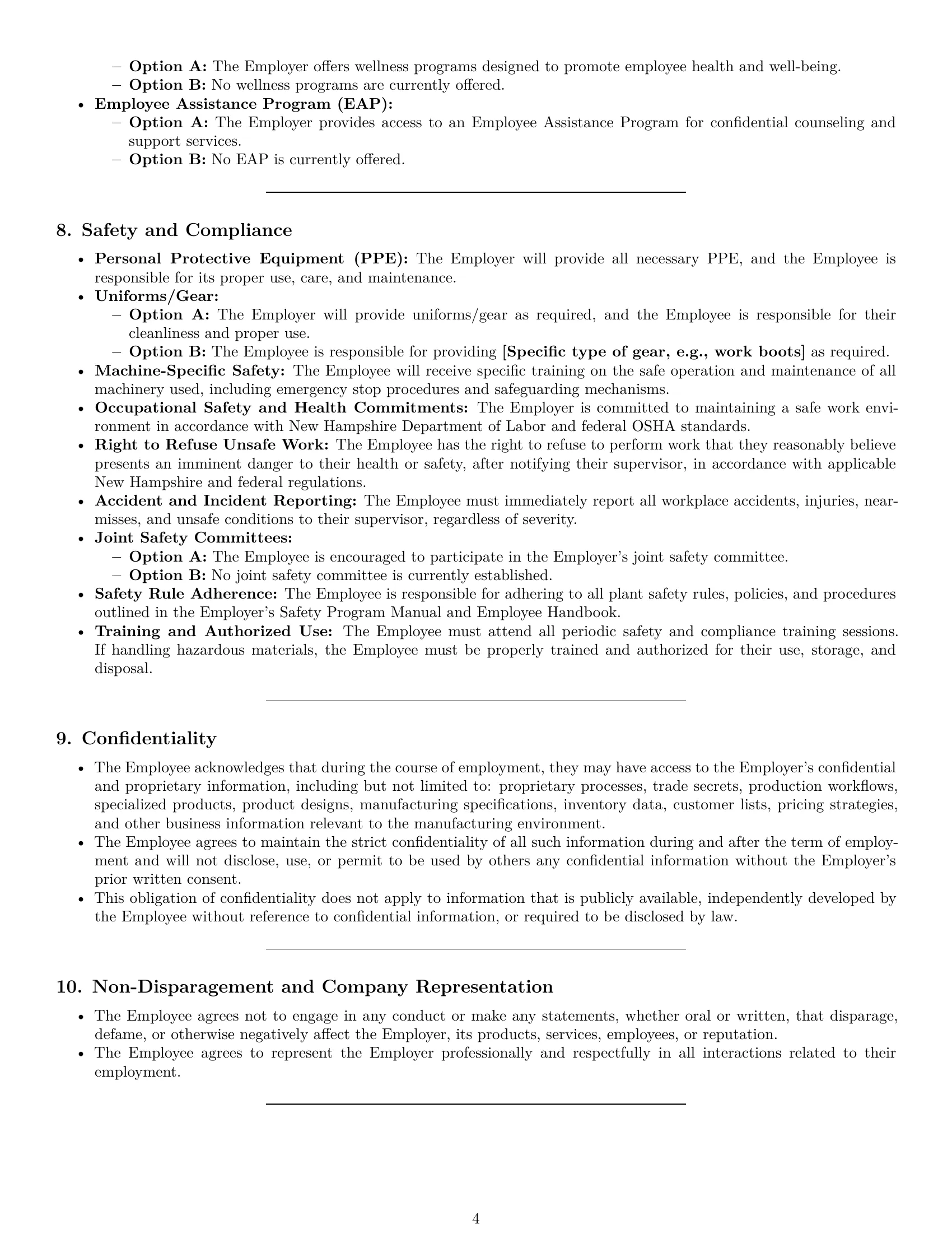 Preview page 4 of Pro New Hampshire production worker employment contract template