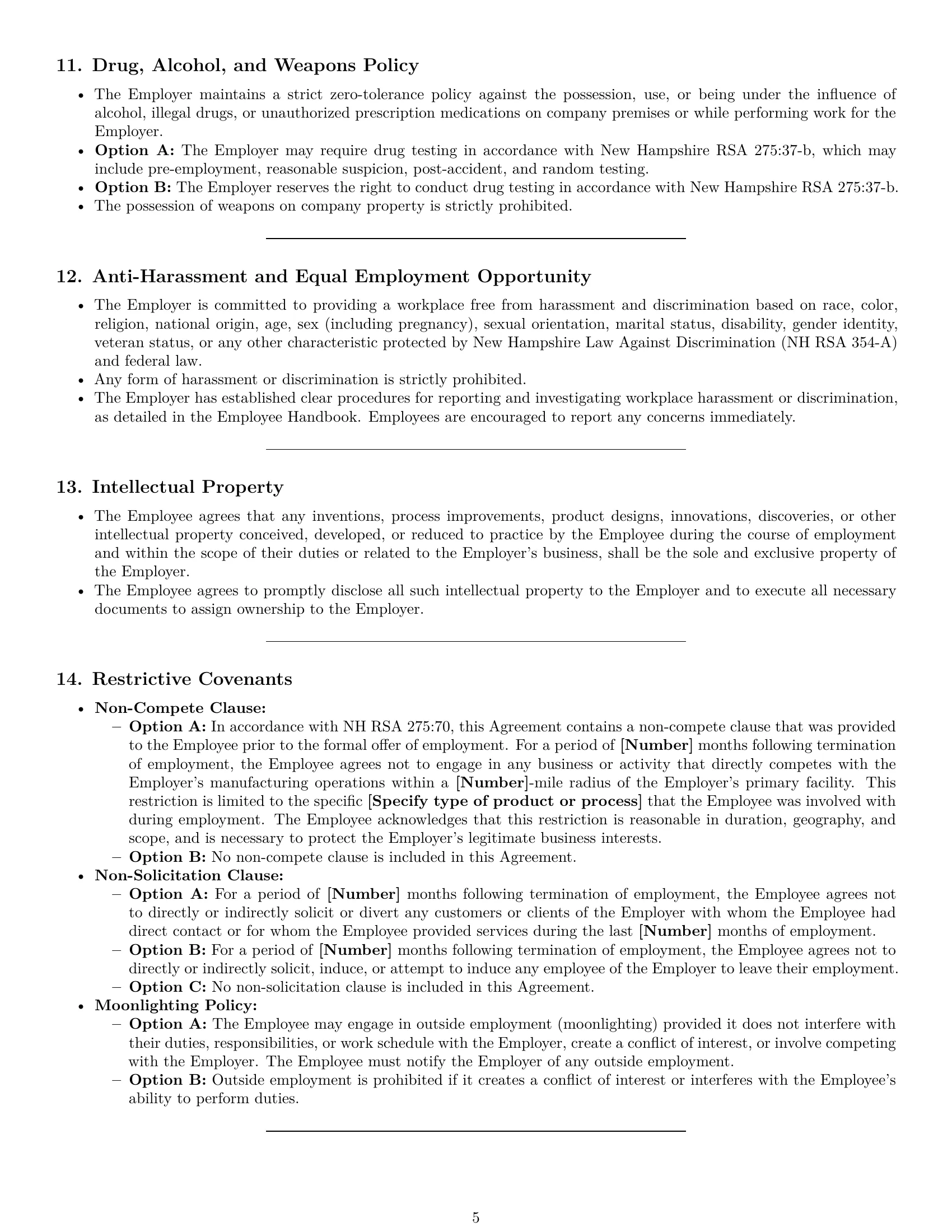 Preview page 5 of Pro New Hampshire production worker employment contract template