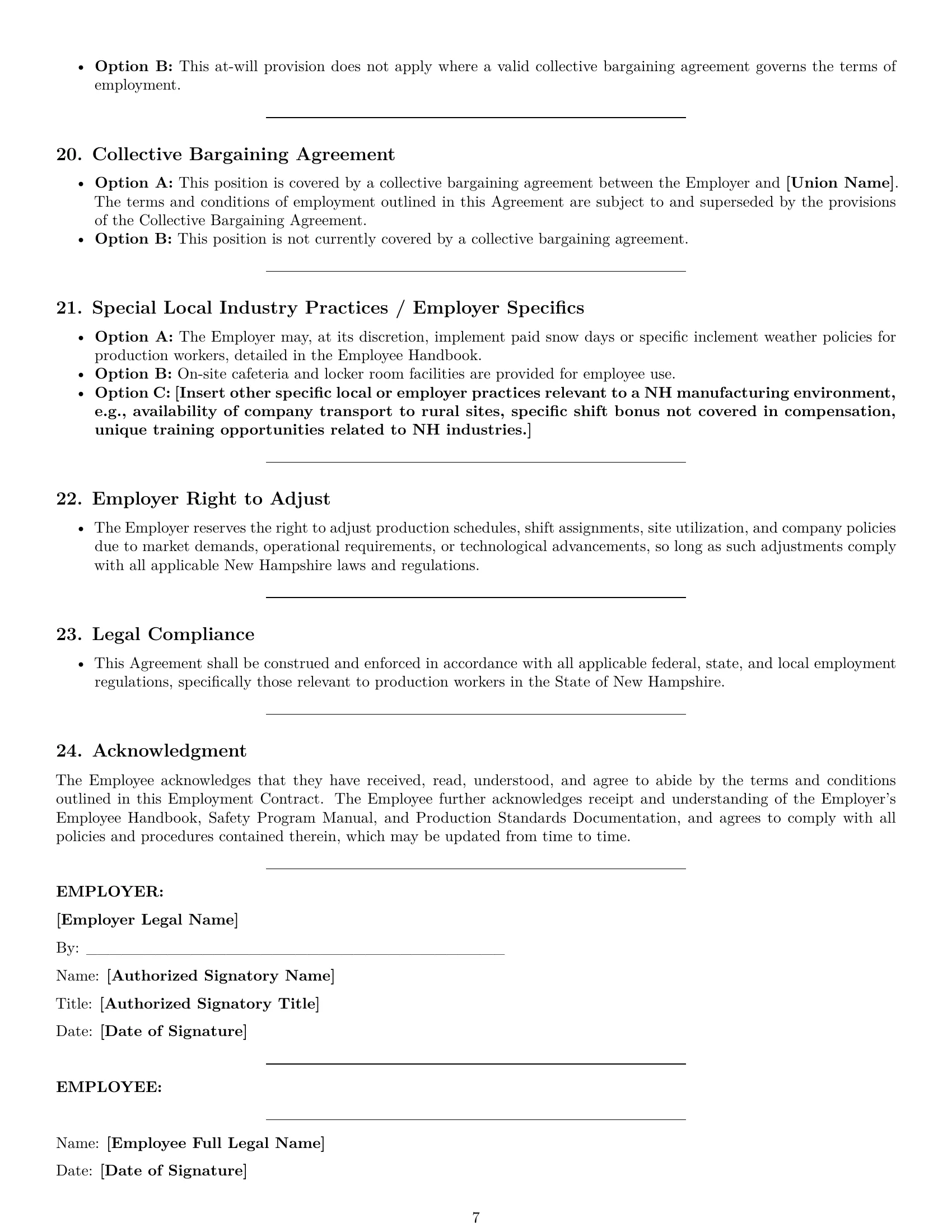 Preview page 7 of Pro New Hampshire production worker employment contract template