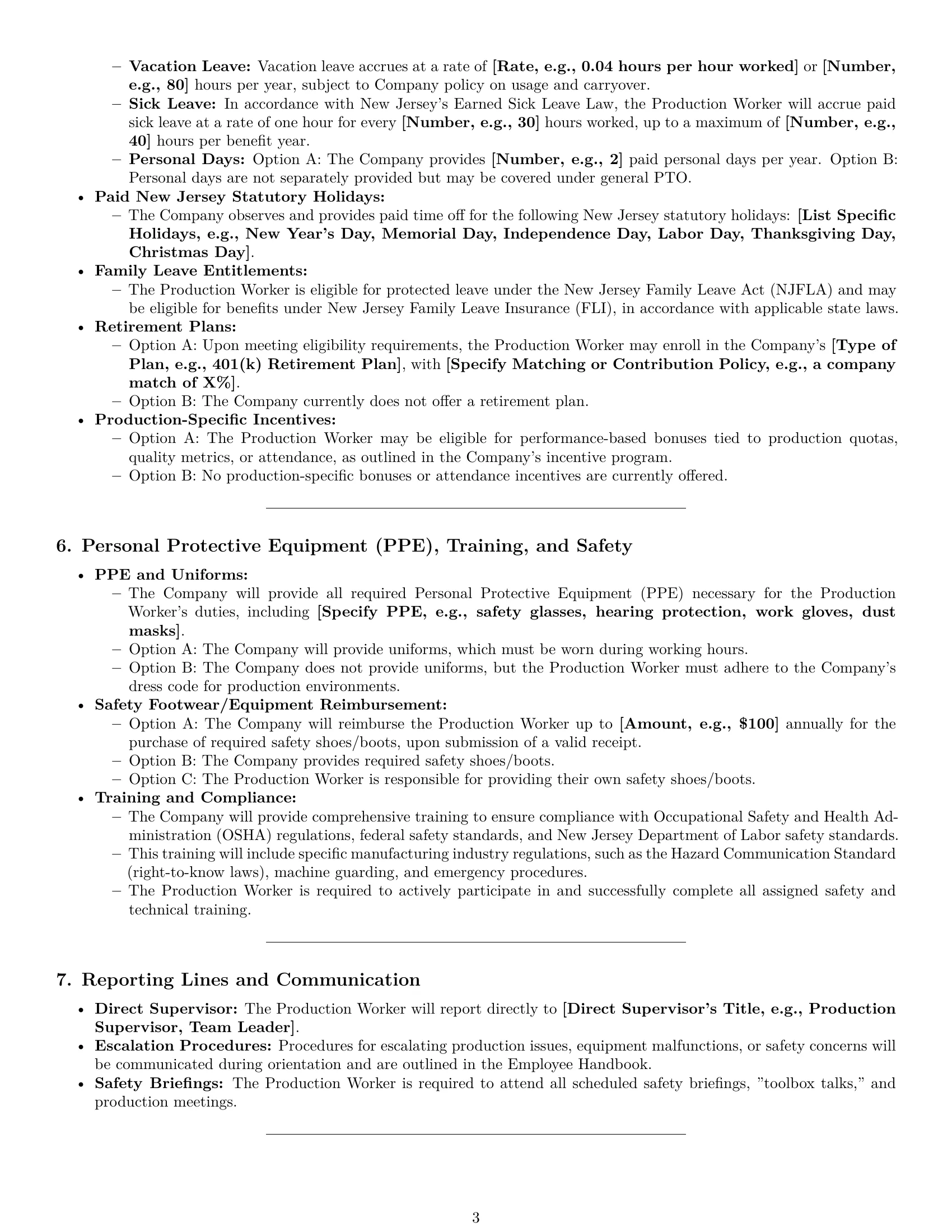 Preview page 3 of Pro New Jersey production worker employment contract template