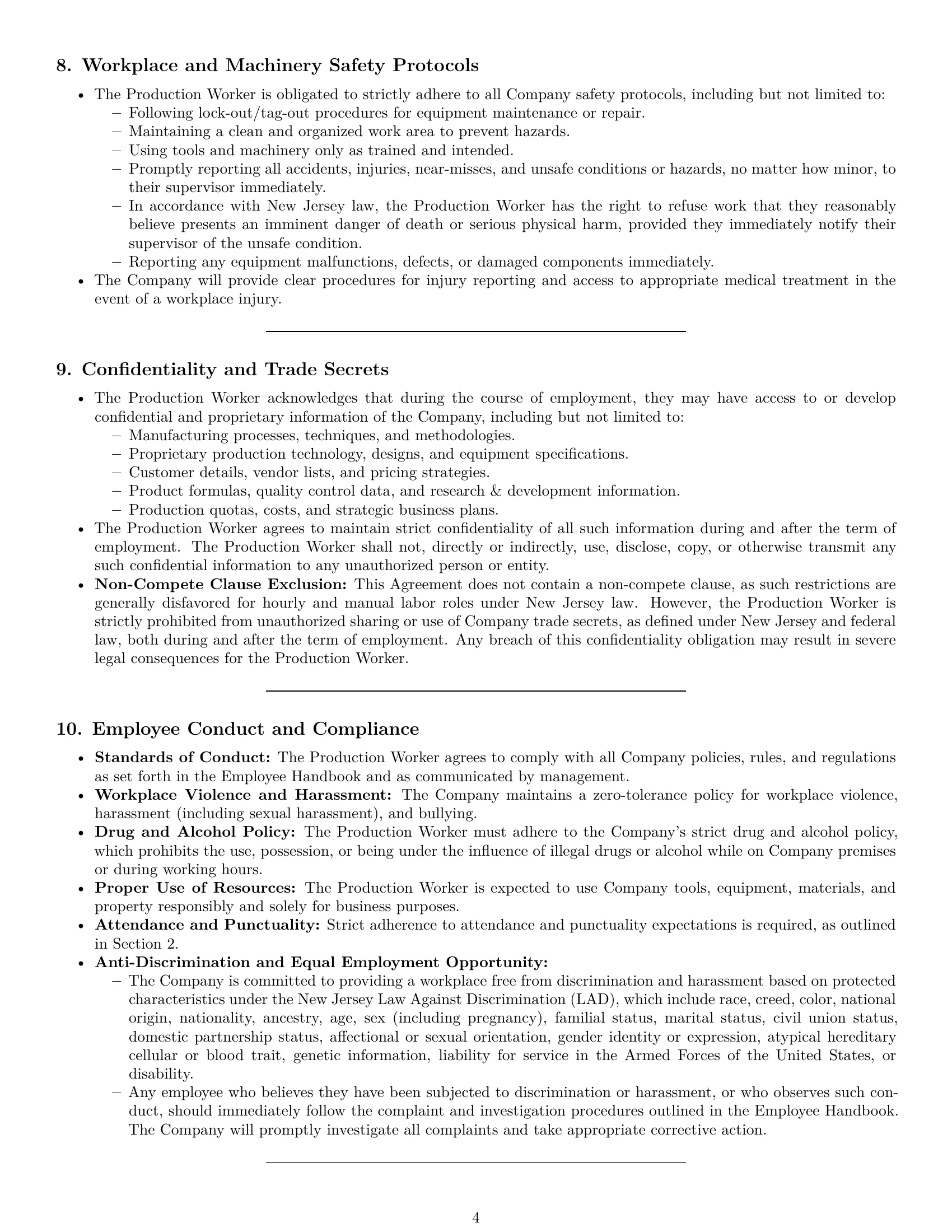 Preview page 4 of Pro New Jersey production worker employment contract template