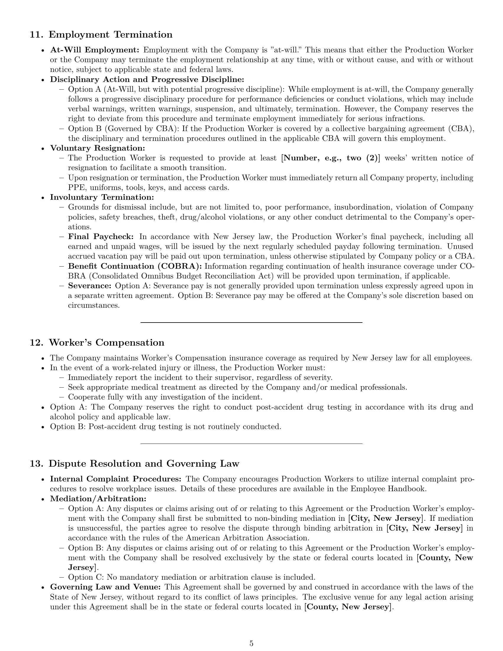 Preview page 5 of Pro New Jersey production worker employment contract template
