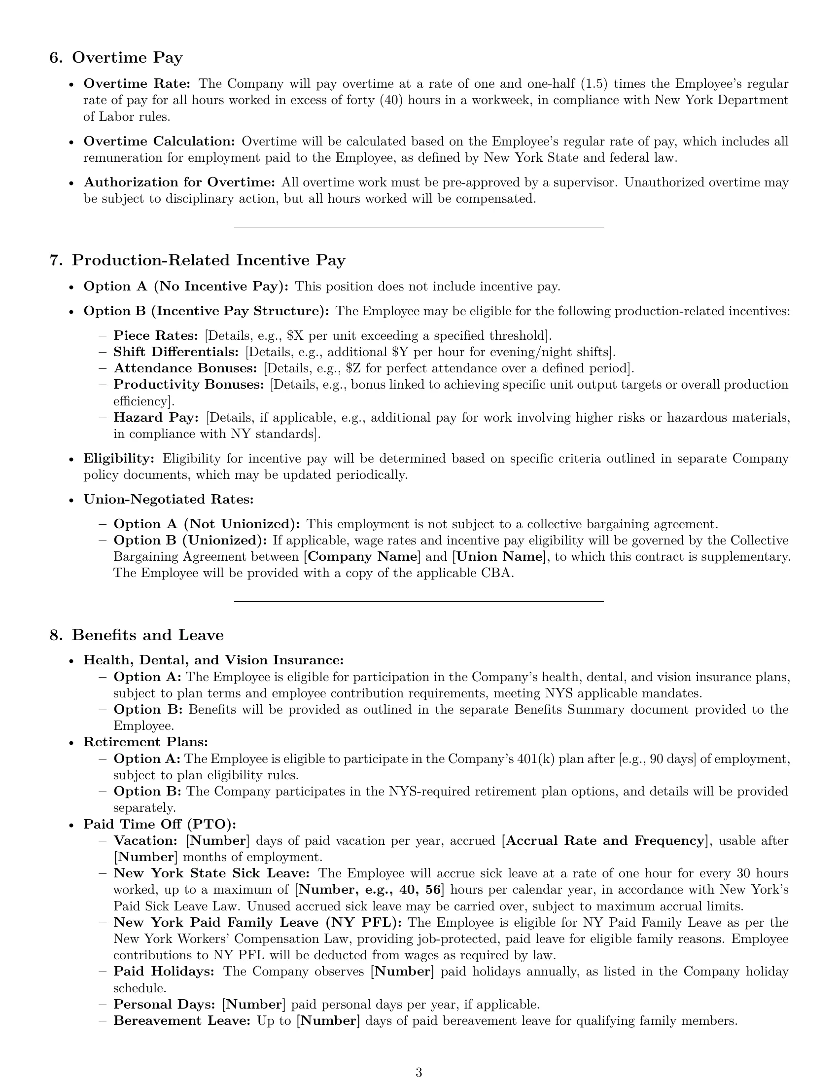Preview page 3 of Pro New York production worker employment contract template