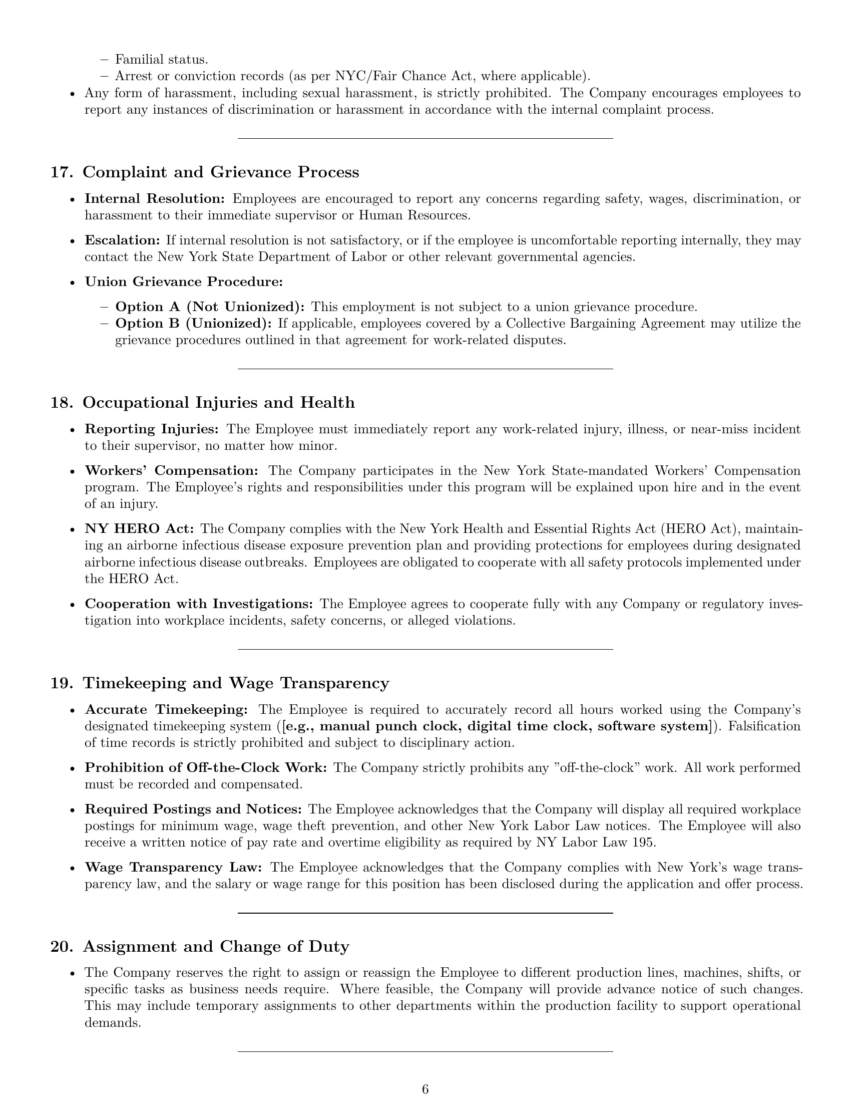 Preview page 6 of Pro New York production worker employment contract template